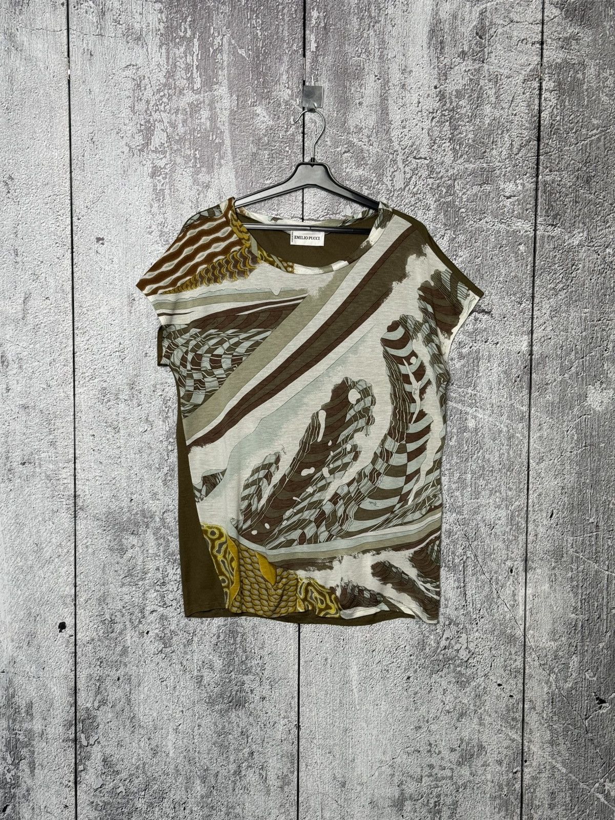 Emilio Pucci Emilio Pucci Printed Top Multicolor Abstract Short Sleeve Size M / US 6-8 / IT 42-44 - 1 Thumbnail