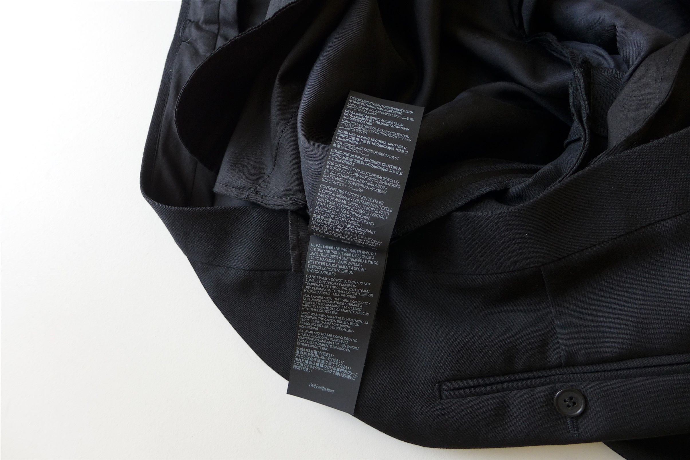 Saint Laurent Paris Saint Laurent Slim Fit Tuxedo Trousers - Black Wool Size US 34 / EU 50 - 15 Thumbnail