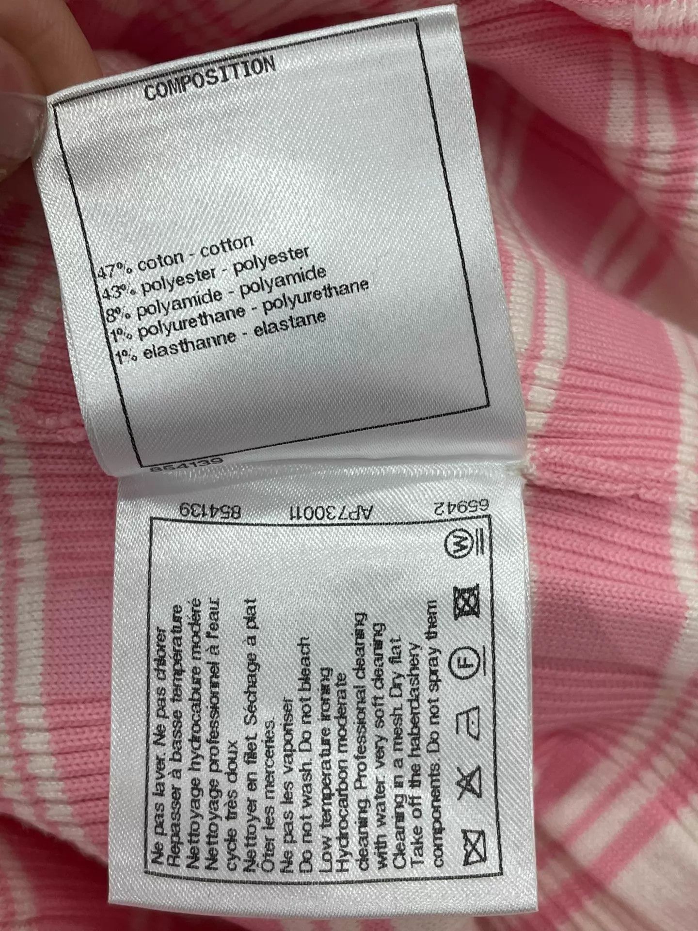 Chanel Chanel Pink Striped Knit Short Sleeve 38 Stretchy Near New Size S / US 4 / IT 40 - 6 Thumbnail