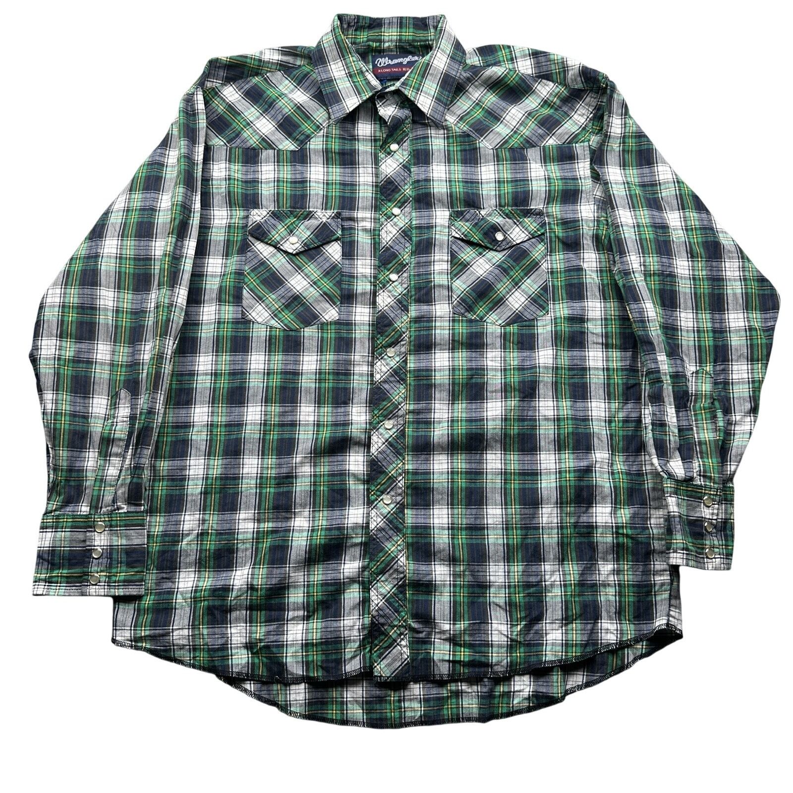 Wrangler Wrangler X-Long Tail 16.5 34 Plaid Green Shirt L Mens Green Size US L / EU 52-54 / 3 - 1 Thumbnail