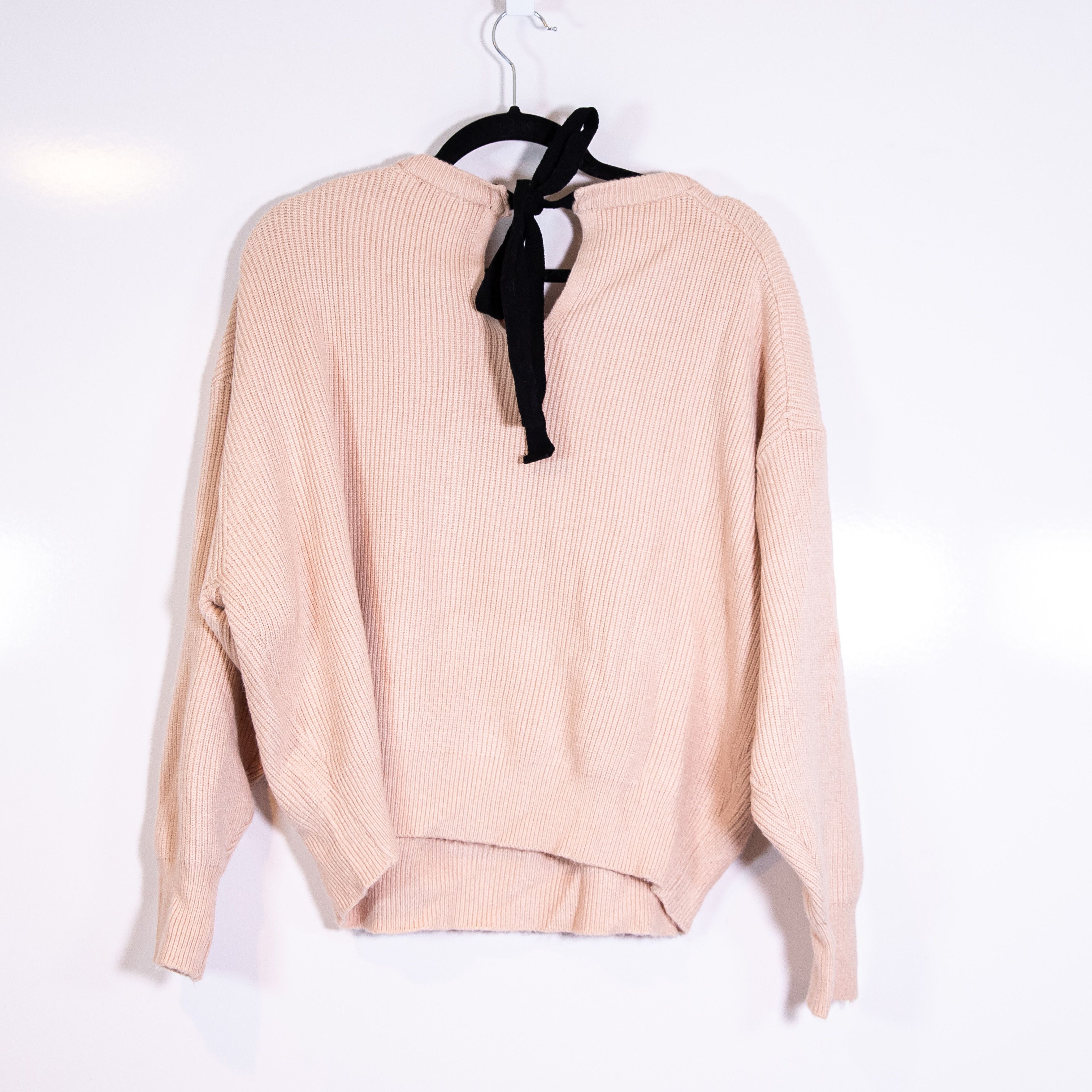 Zara Zara Ribbed Knit Stretch Crew Neck Bow Size S / US 4 / IT 40 - 4 Thumbnail