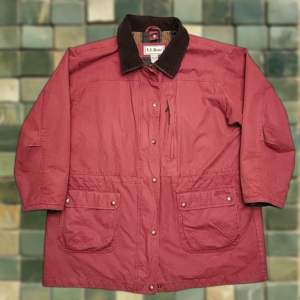 Vintage VINTAGE LL Bean Chore Jacket Womens XL Maroon 90s Y2K Barn Ranch Coat Casual Workwear Mens Womens? Size XL / US 12-14 / IT 48-50 - 1 Thumbnail