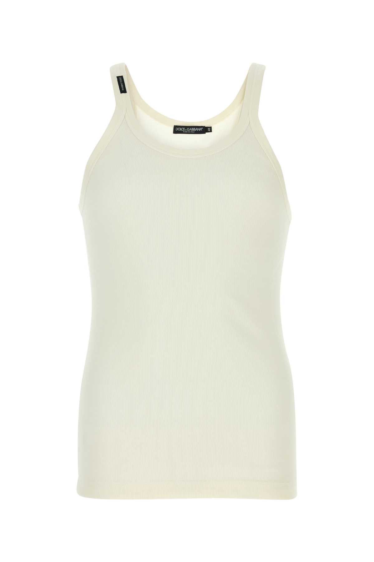 Dolce & Gabbana Ivory Cotton Tank Top Size US XL / EU 56 / 4 - 1 Thumbnail