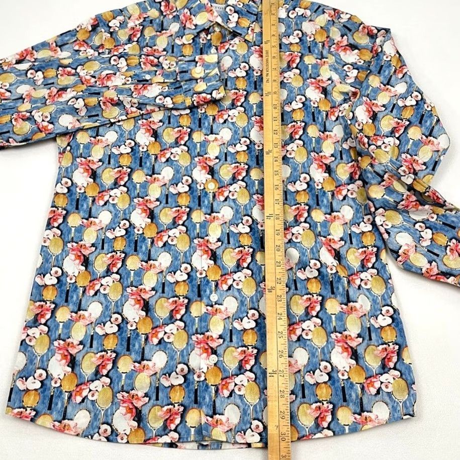 Eton VINTAGE ETON Shirt Mens M 39 15.5 Tennis Racket Racquet Flower All Over Preppy Button Up Size US L / EU 52-54 / 3 - 4 Thumbnail
