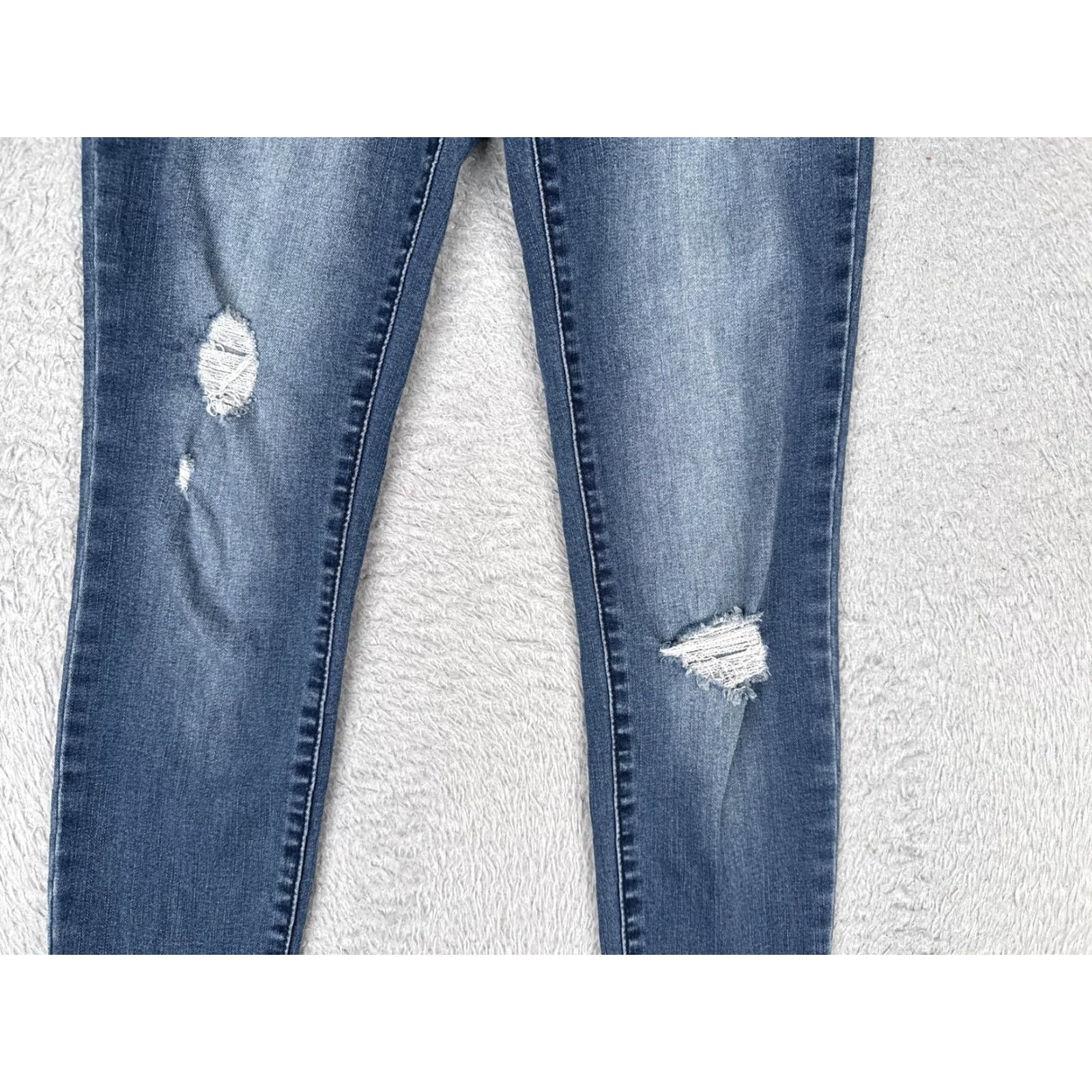 Denime Vylette Jeans Womens 3/26W Blue Skinny Distressed Stretch Denim Ripped Zip Fly Jeans Size 26" / US 2 / IT 38 - 3 Thumbnail