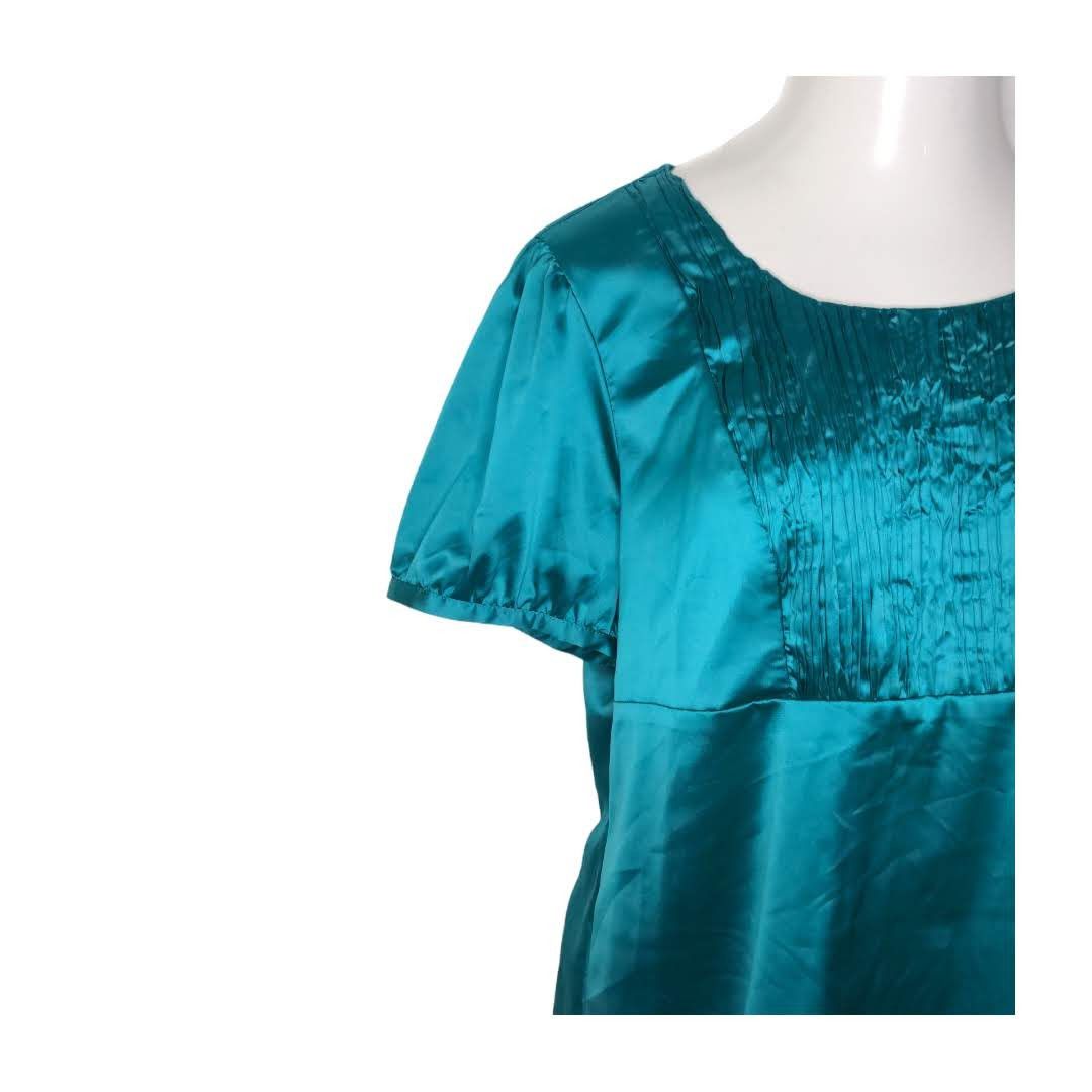 Other THE LIMITED Green Jewel Tone Shiny Career Pleated Top XL NEW Size XL / US 12-14 / IT 48-50 - 7 Thumbnail