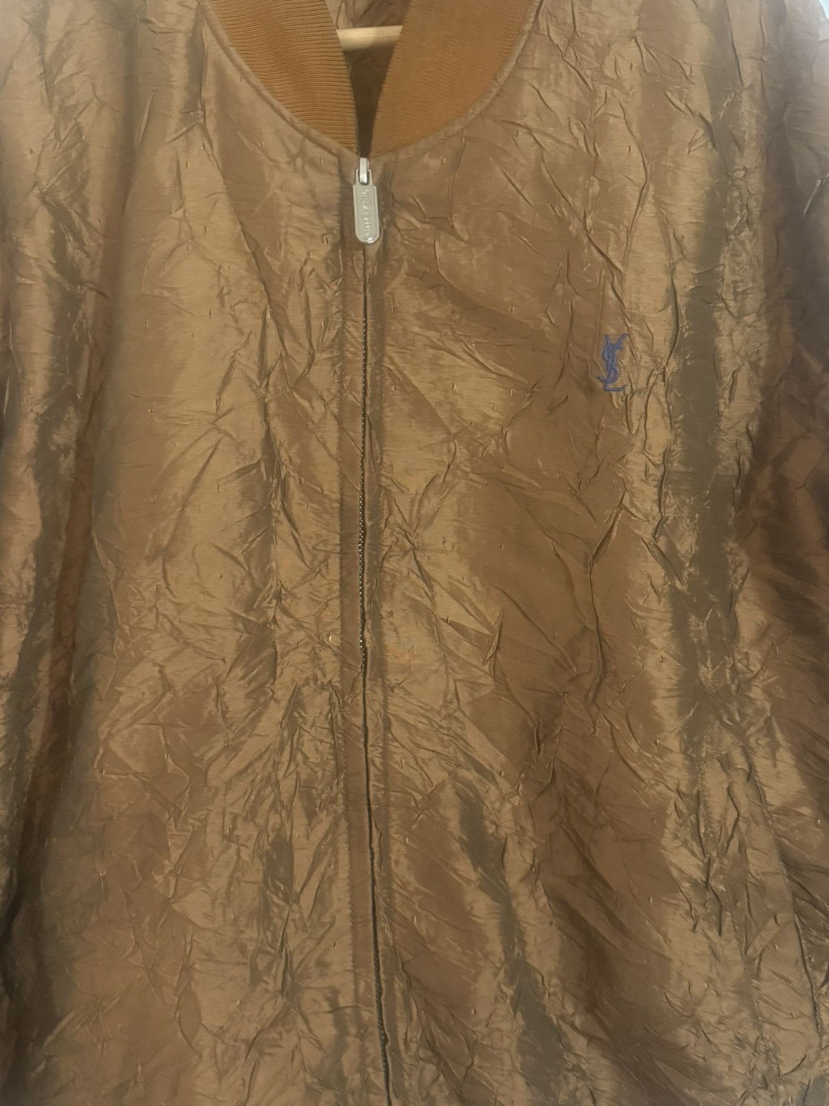 Saint Laurent Paris YSL metallic golden crinkled texture bomber jacket Size US L / EU 52-54 / 3 - 3 Thumbnail
