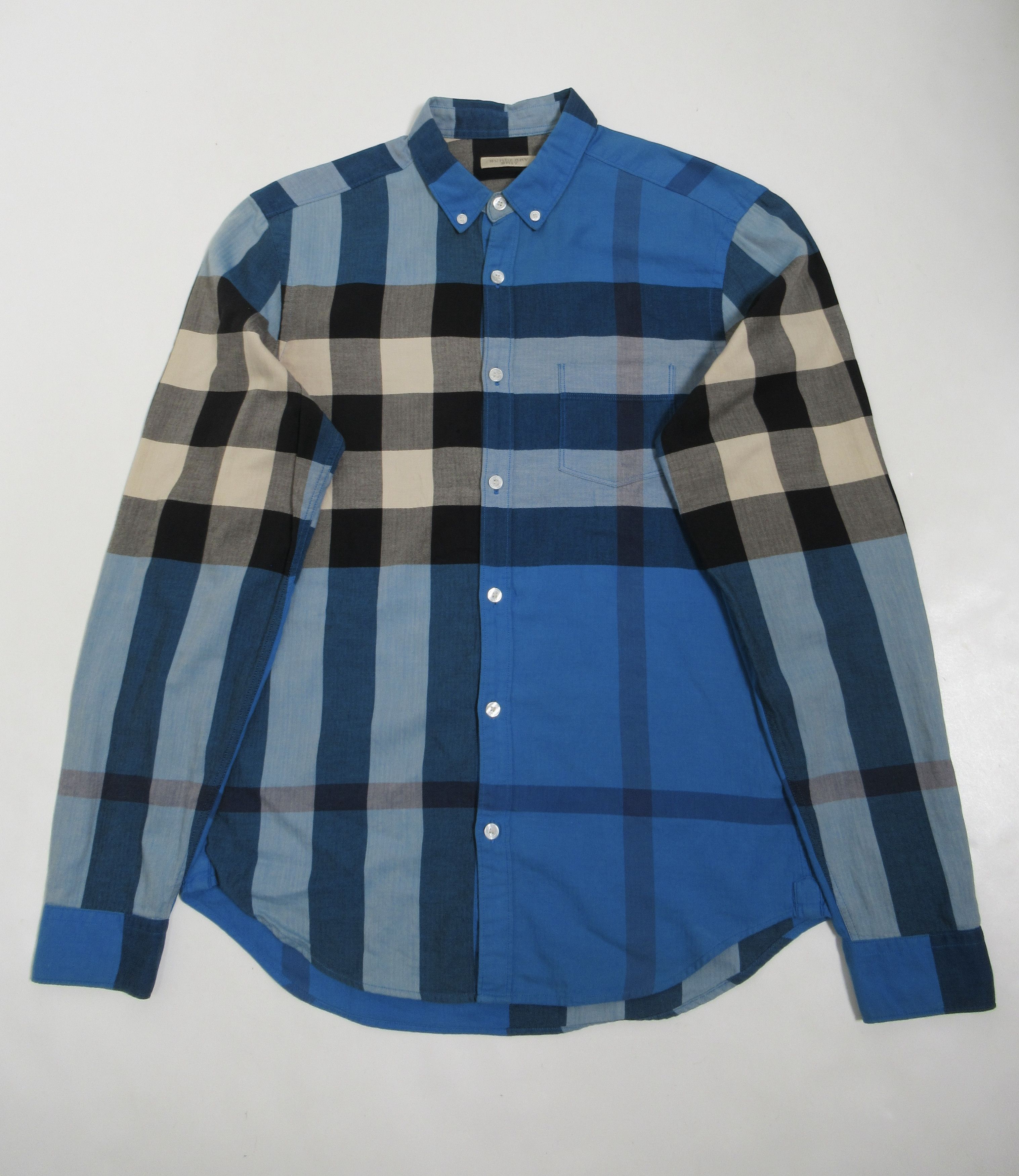 Burberry Burberry Brit Check Cotton Button Down Shirt Nickel Blue S Size US S / EU 44-46 / 1 - 1 Thumbnail