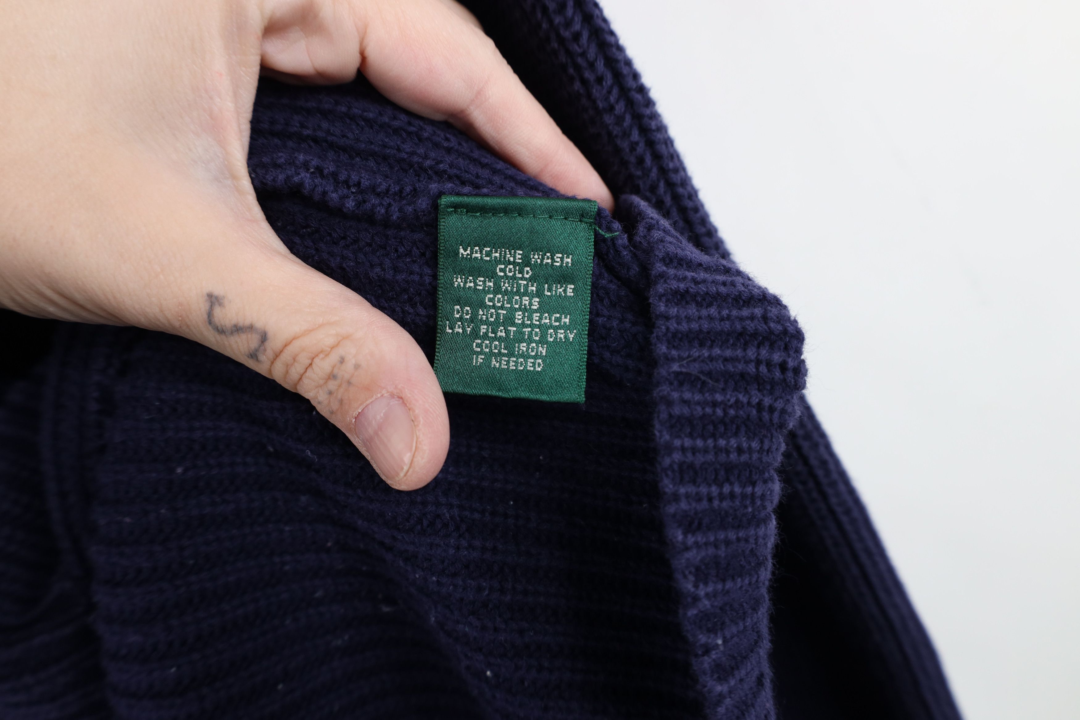 Ralph Lauren Vintage 90s Ralph Lauren Zip Ribbed Knit Sweater Blue Size XL / US 12-14 / IT 48-50 - 10 Thumbnail