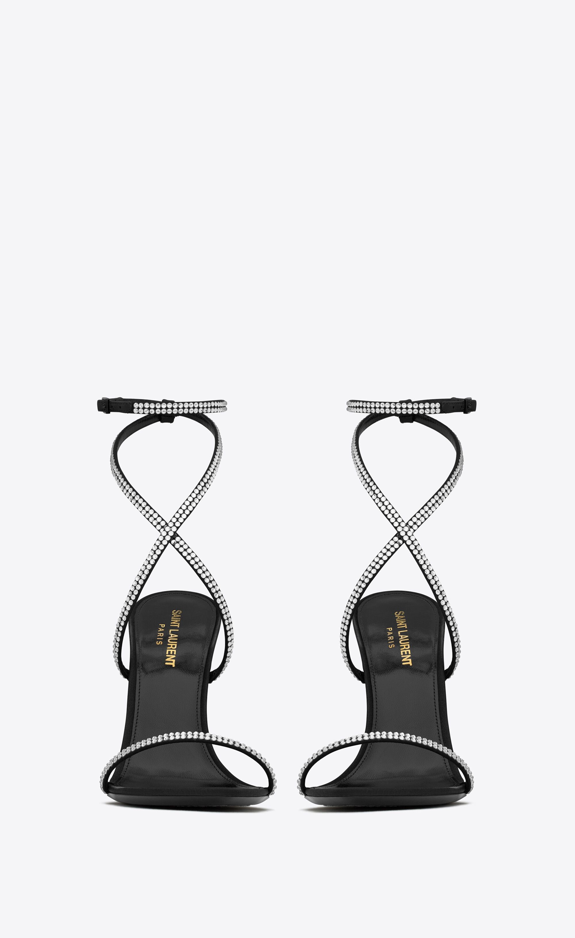 Saint Laurent Paris o1s1wg110225 717619 Georgia Sandals Crepe Satin Rhinestones Size US 7 / IT 37 - 2 Thumbnail