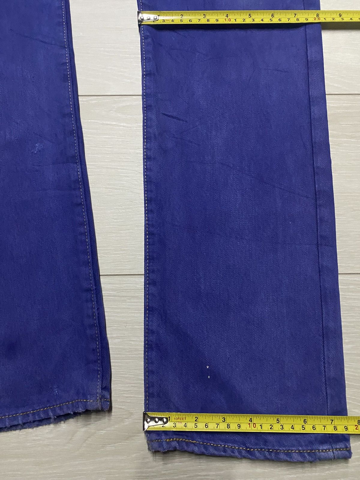 Levi's Vintage Levis 501 Y2K Blue Wash Distressed Slim Fit Jeans Size US 33 - 18 Thumbnail
