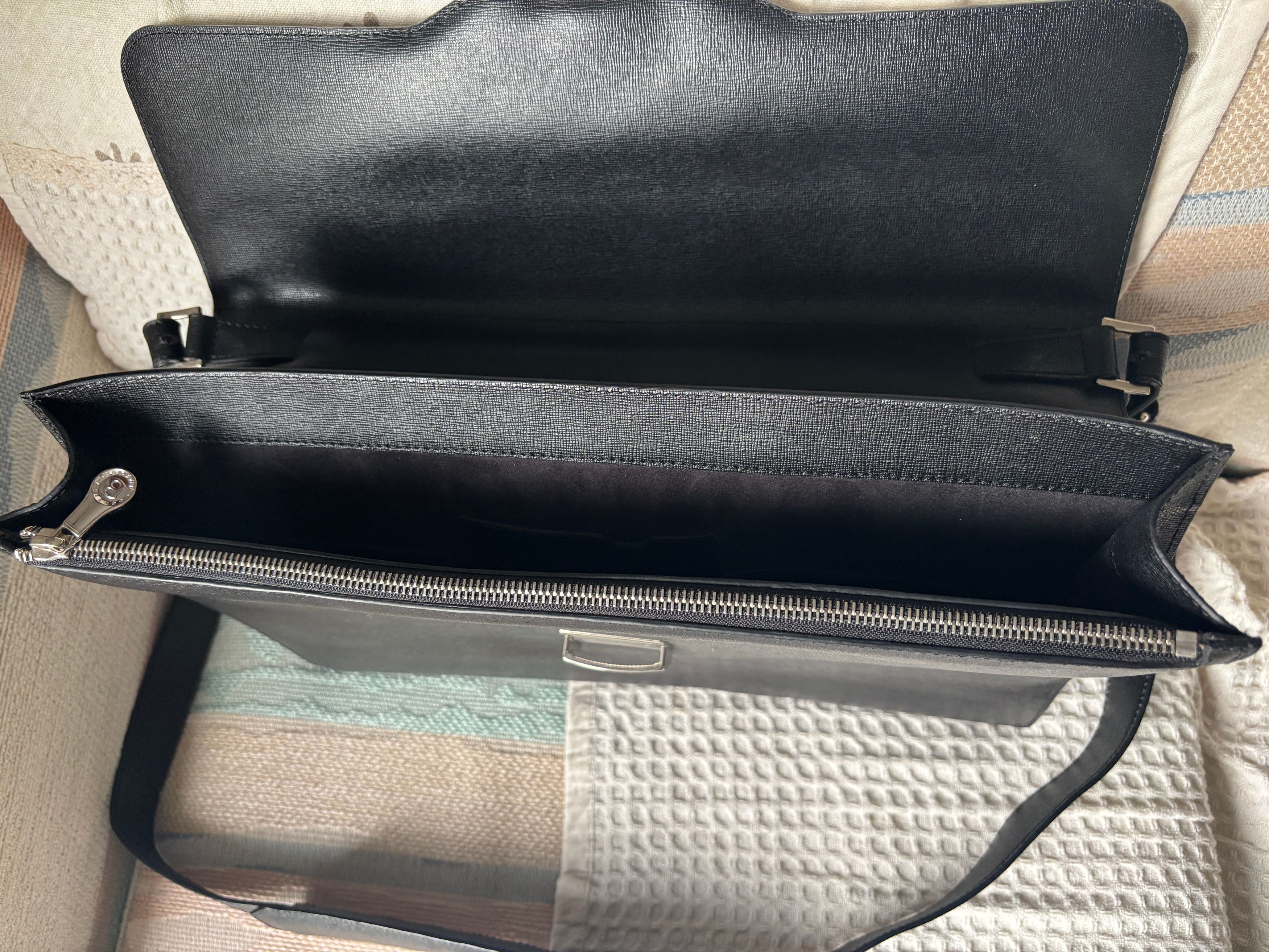 Bentley $925 Black Saffiano Leather Briefcase Attache | Silver Logo Size ONE SIZE - 8 Thumbnail
