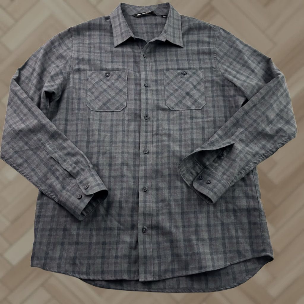 TravisMathew Travis Mathew Long Sleeve Plaid Button-Up Shirt Men's L Blue Gray Size US L / EU 52-54 / 3 - 1 Thumbnail
