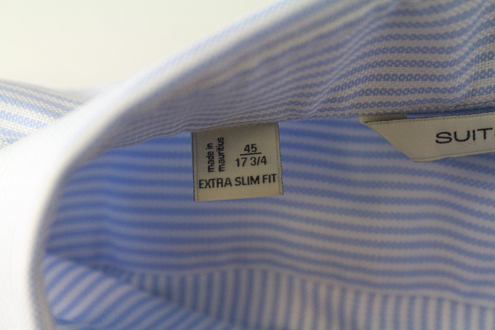 Suitsupply TRY ON XS 45/17 3/4 Blue Pinstriped Shirt 86602 Size 44R - 5 Thumbnail