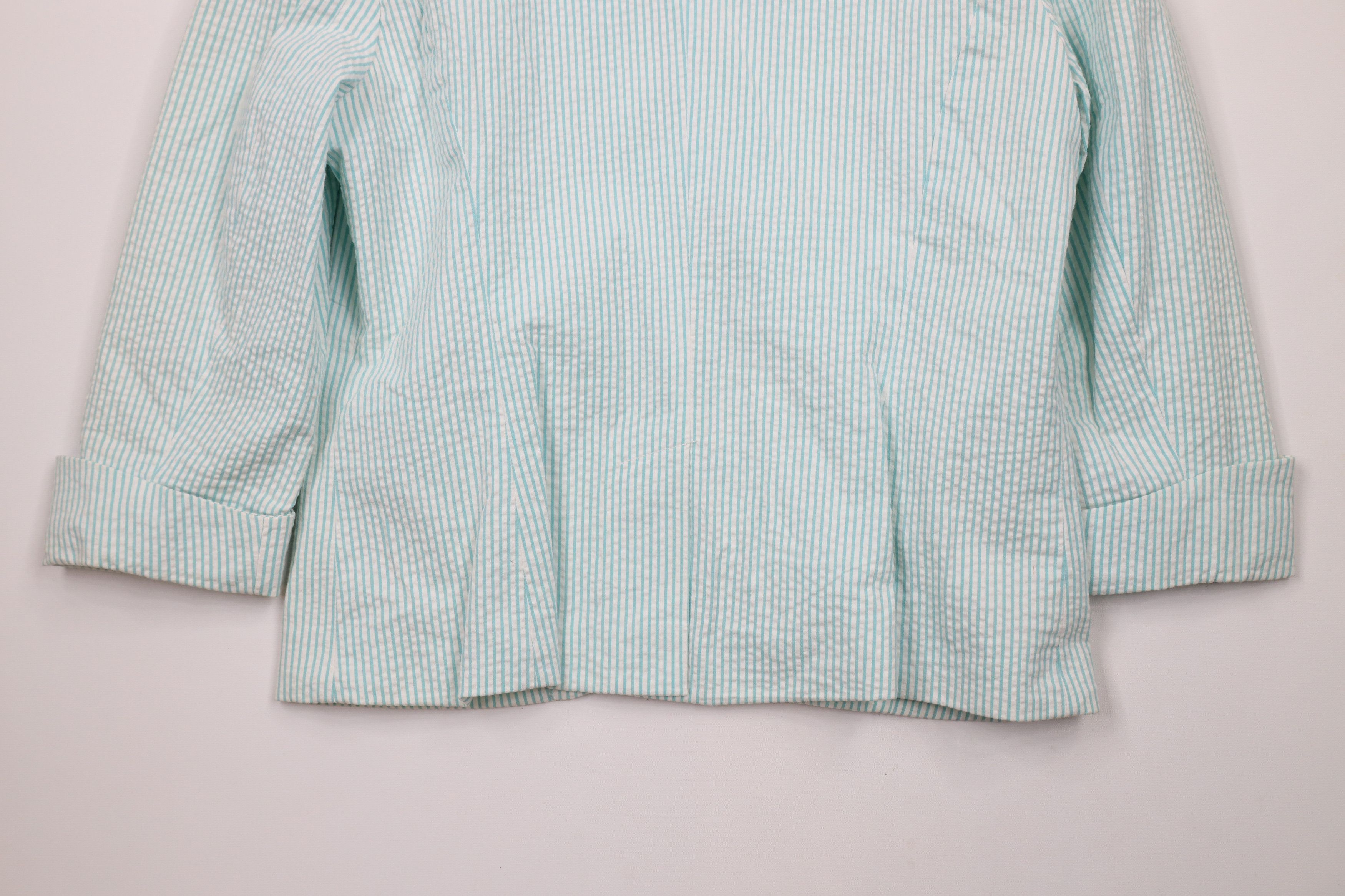 Vintage New Gene Meyer 2 Piece Striped Seersucker Flower Suit Size XL / US 12-14 / IT 48-50 - 14 Thumbnail
