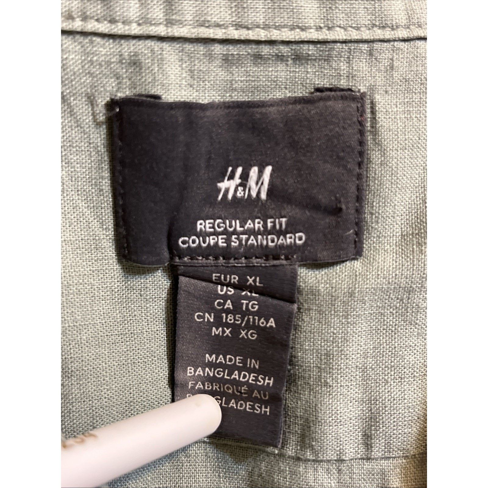 H&M H&M Men's Shirt XL Gray Linen Cotton Blend SS Button Casual Size US XL / EU 56 / 4 - 3 Thumbnail