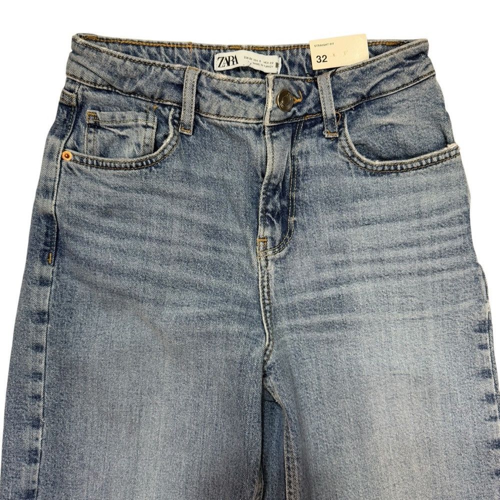 Zara NWT New Zara High Waist Cropped Straight Jeans Size 0 Size 25" / US 0 / IT 36 - 9 Thumbnail