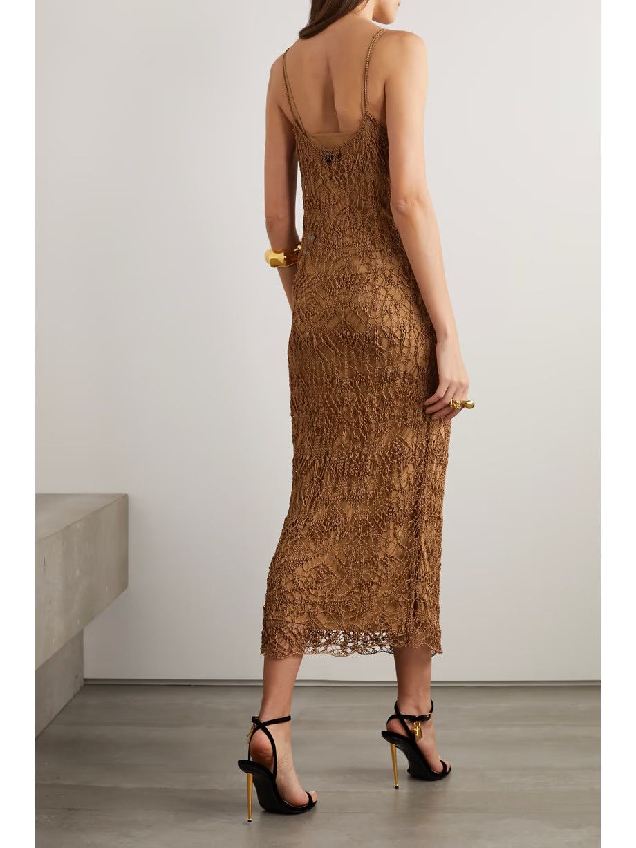 Tom Ford o1w1db10225 ACK381 Midi Dress in Brown Size M / US 6-8 / IT 42-44 - 3 Thumbnail