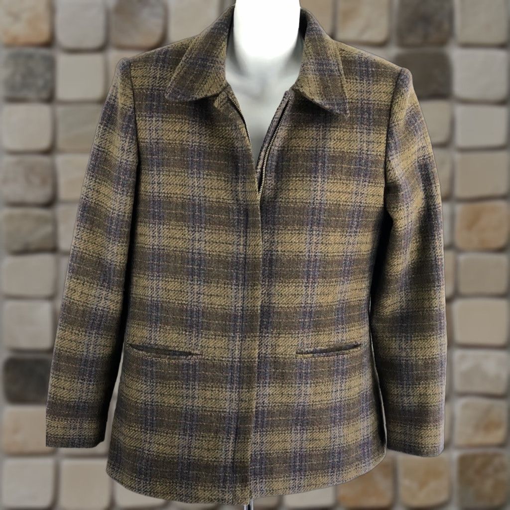 Vintage VINTAGE Requirements Jacket Women 8 Wool Plaid Zip Pockets Tweed Lined Bohemian Preppy Fall Winter Size M / US 6-8 / IT 42-44 - 1 Thumbnail