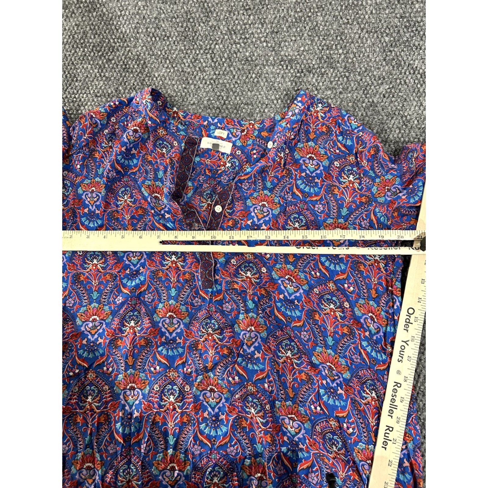 Loft LOFT The Softened Shirt Blouse Womens Medium Blue Paisley Boho Tunic Shirt Size M / US 6-8 / IT 42-44 - 6 Thumbnail