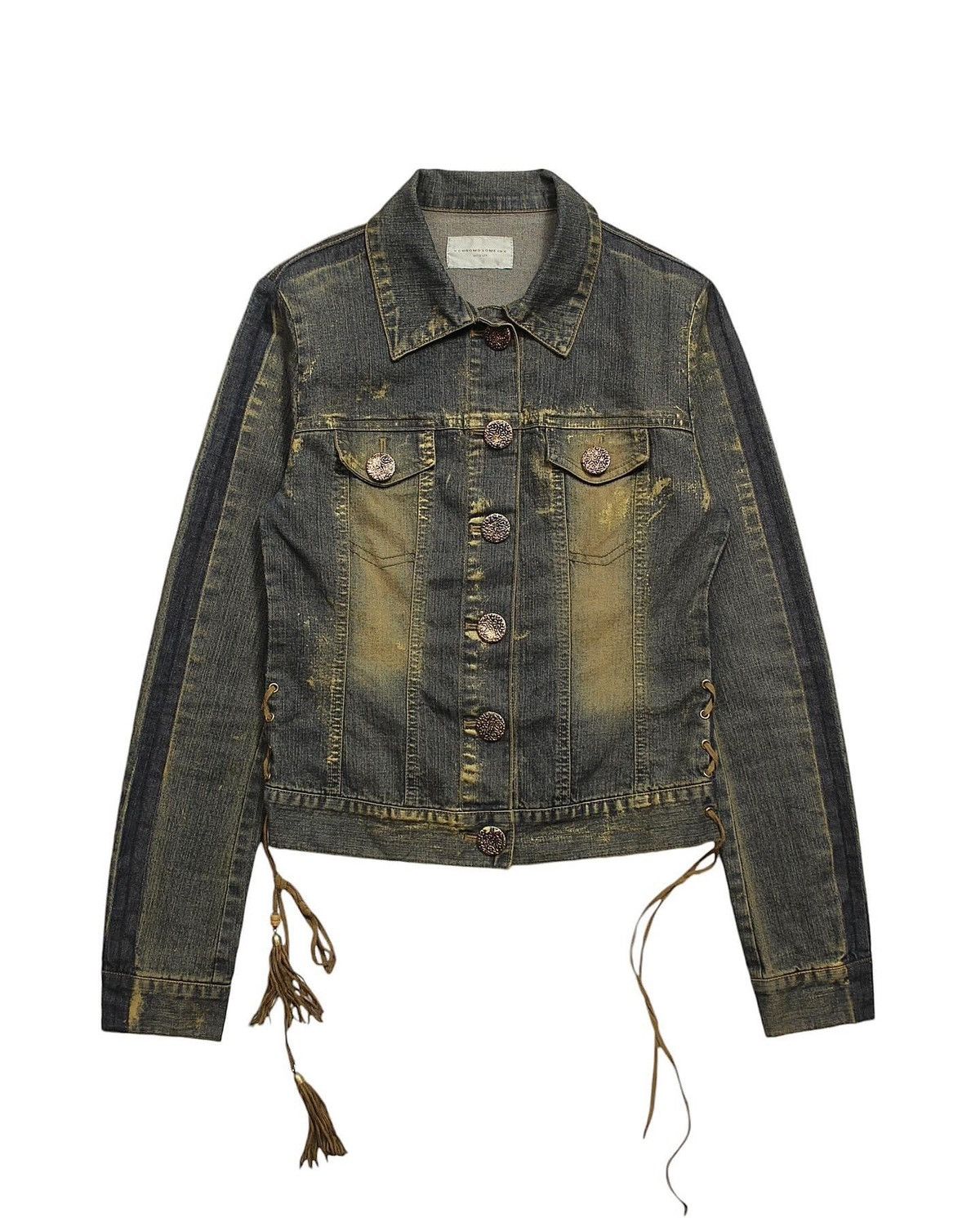 If Six Was Nine 2000S XCHROMOSOME INX MUD WASH DENIM JACKET Size M / US 6-8 / IT 42-44 - 1 Thumbnail