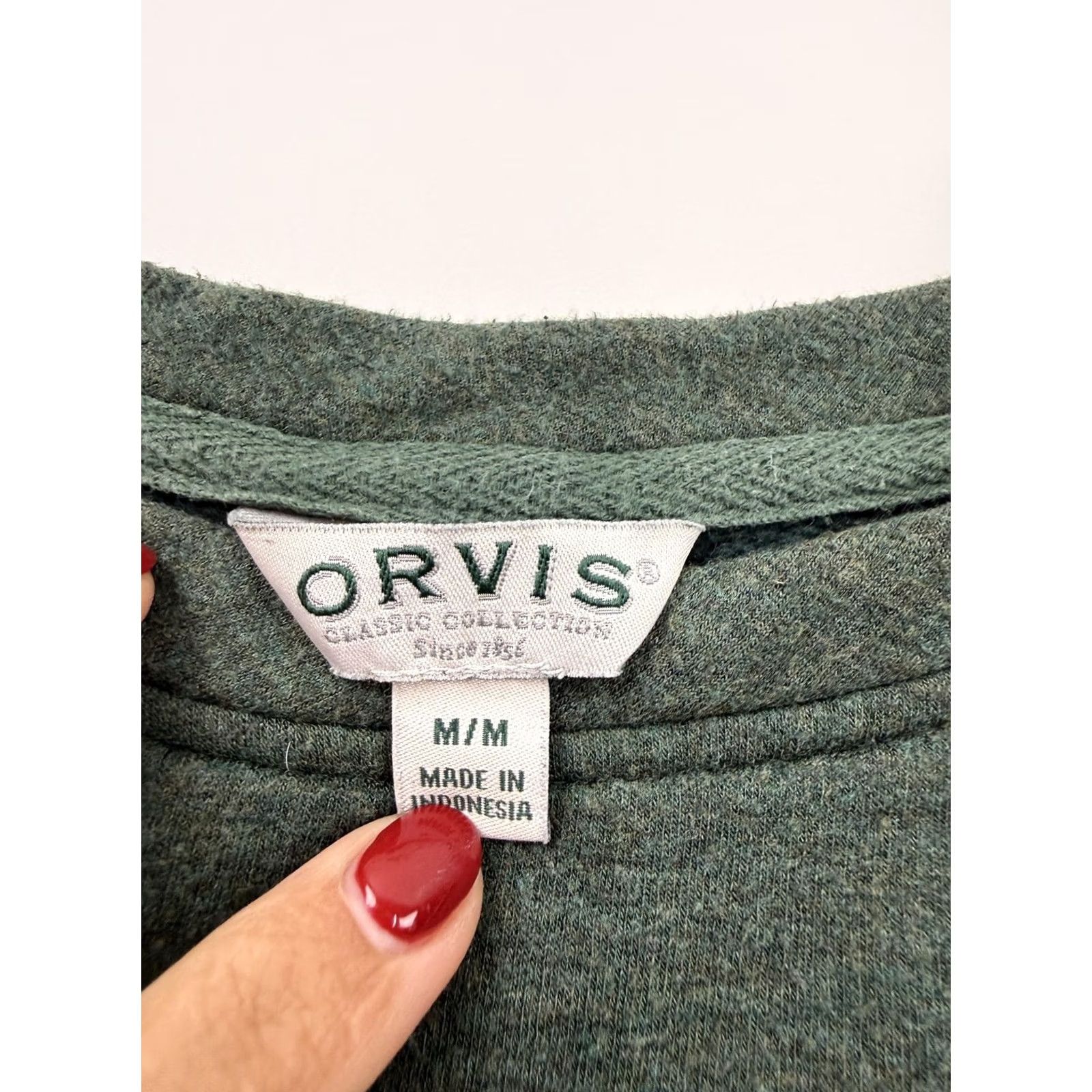 Orvis Orvis Sweatshirt Womens Medium Green Fleece Crewneck Pullover Solid Stretch Size M / US 6-8 / IT 42-44 - 3 Thumbnail
