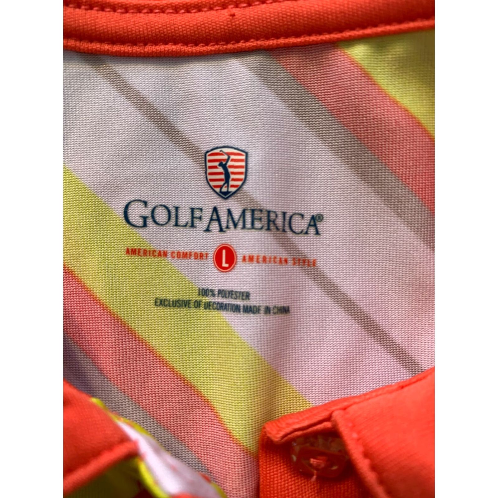 Good American Golf America Short Sleeve Polo Womens Large L Collar Polyester Multicolor Golf Activewear Women Mens Size 36" / US 14 / IT 50 - 2 Thumbnail
