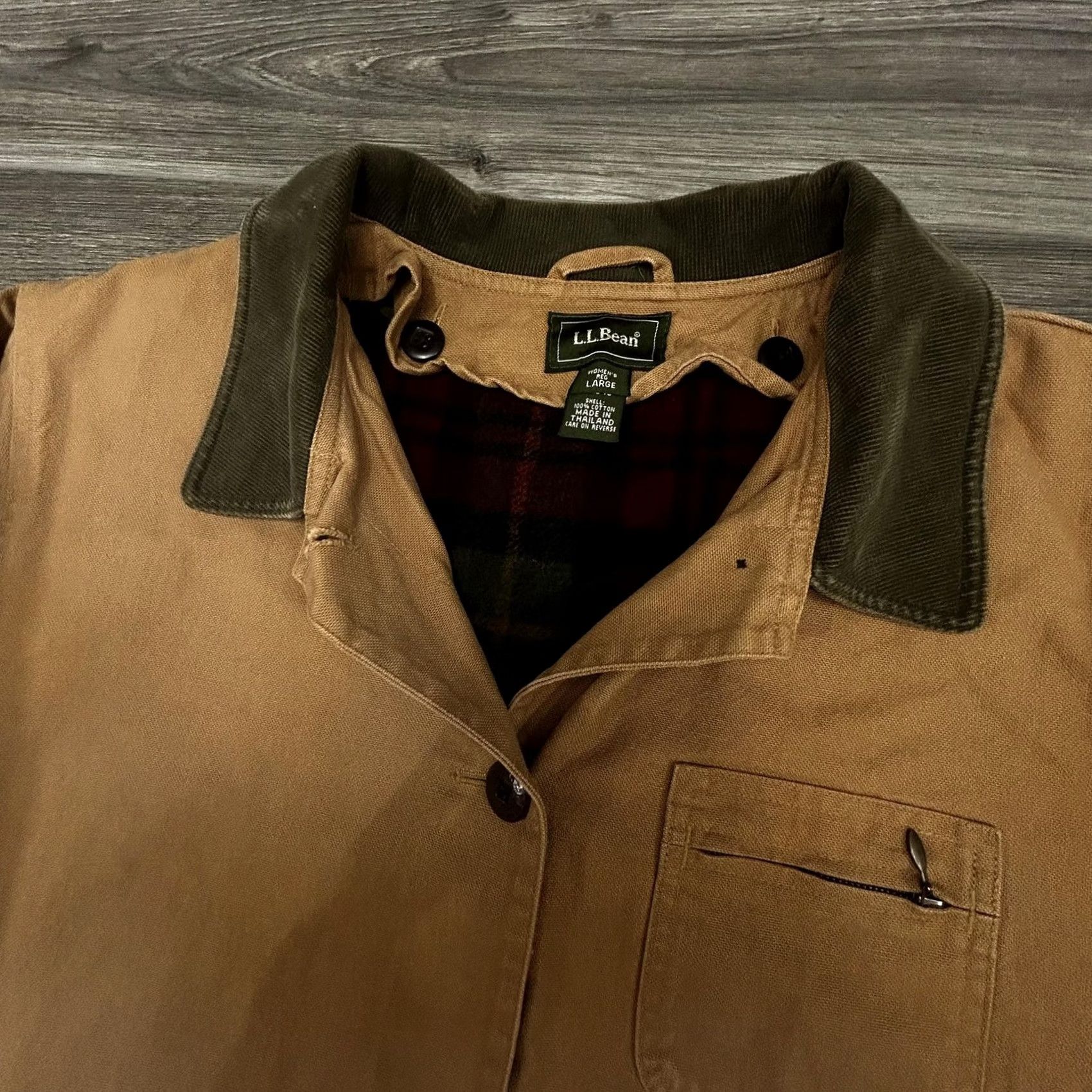 Vintage VINTAGE LL Bean Coat Womens Large Brown Canvas Barn Jacket Plaid Wool Lined Workwear 90s Size L / US 10 / IT 46 - 7 Thumbnail