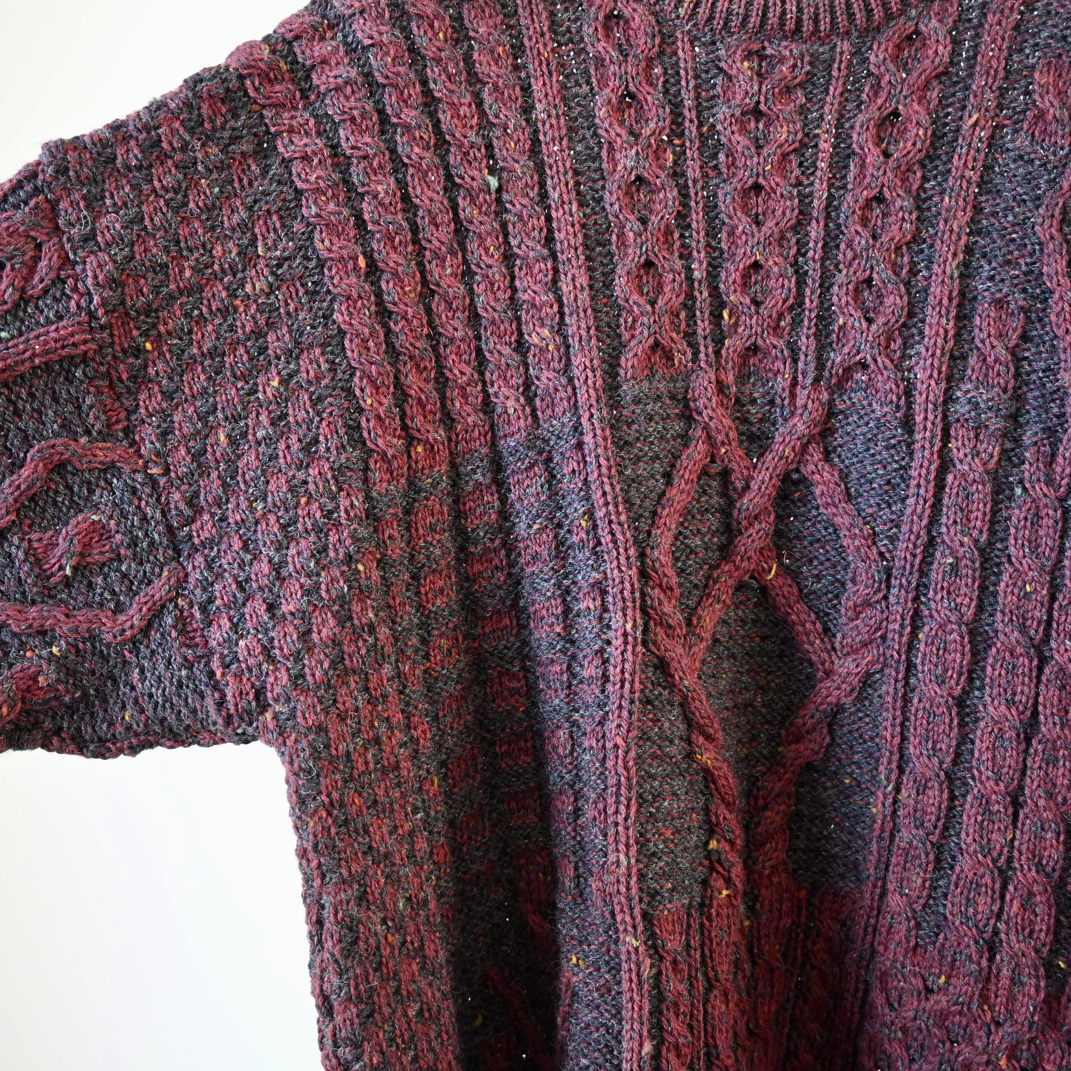 Vintage Vintage 1990s multi-aran panel knit sweater made in Ireland Size US L / EU 52-54 / 3 - 7 Thumbnail