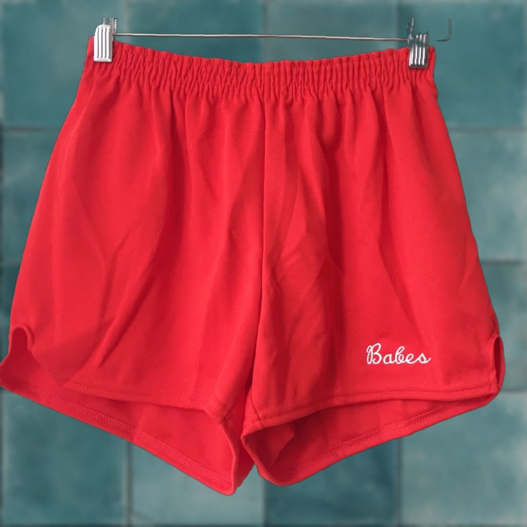 Russell Athletic VINTAGE Russel Athletic Womens Shorts Athletic Red 100% Polyester NOS size L High Waisted Babes Embroidered Size 36" / US 14 / IT 50 - 1 Thumbnail
