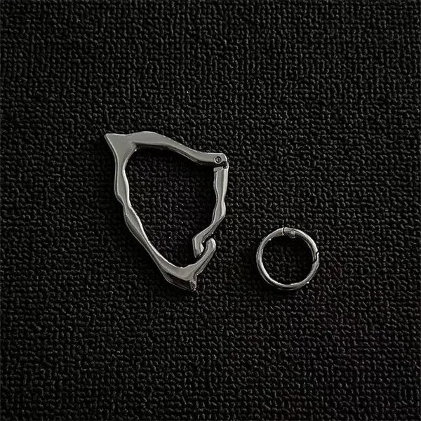 Jewelry Silver Geometric Hoop Earrings, Modern Minimalist Jewelry Size ONE SIZE - 1 Thumbnail