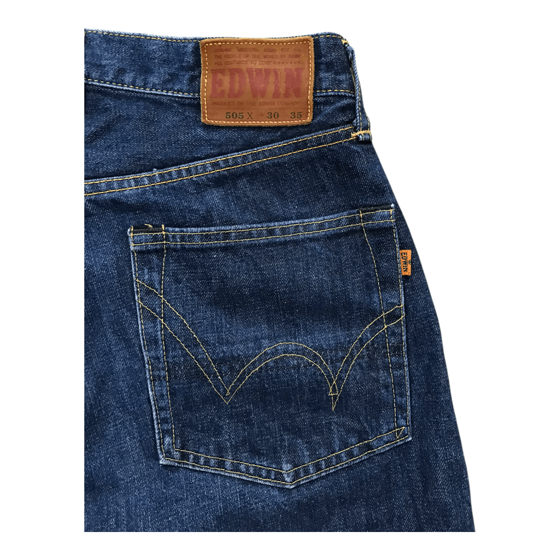 Edwin × Japanese Brand × Vintage 505X EDWIN Tag Orange Selvedge Blue Pant Size US 30 / EU 46 - 7 Thumbnail