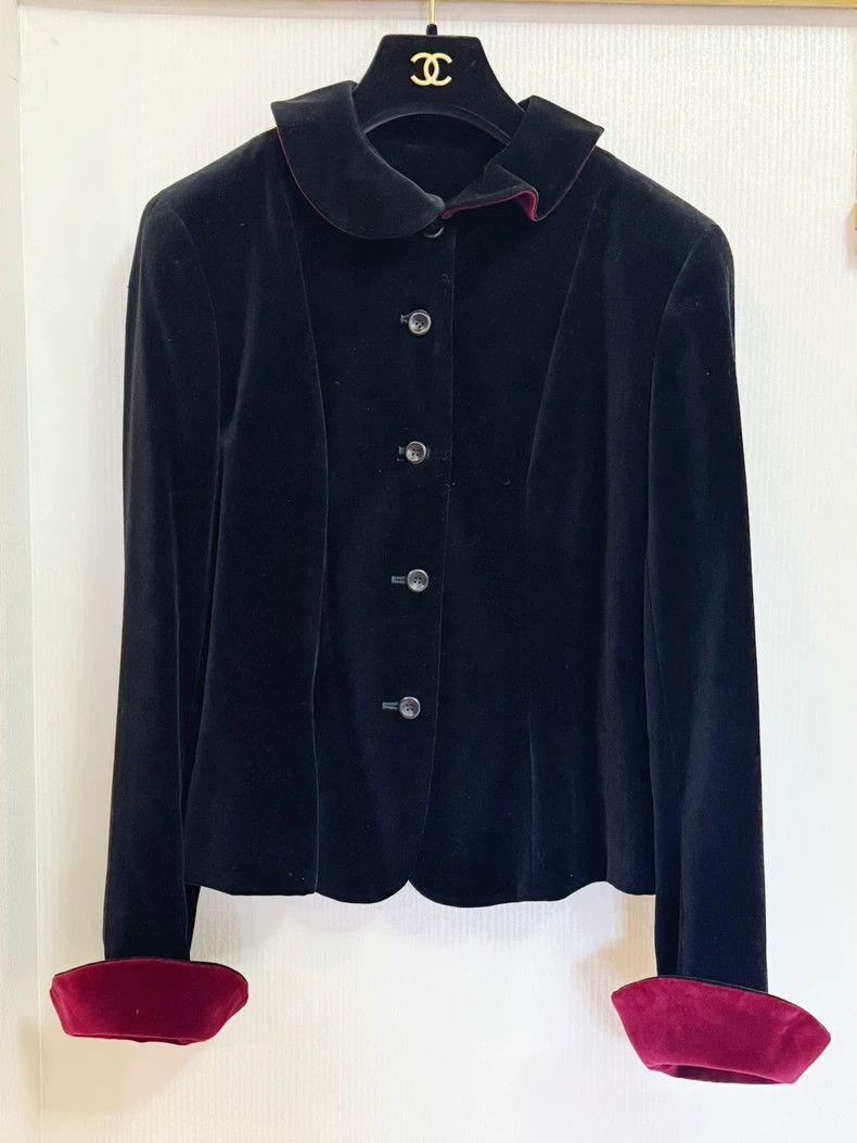 Kenzo KENZO Black and red velvet jacket Size S / US 4 / IT 40 - 1 Thumbnail