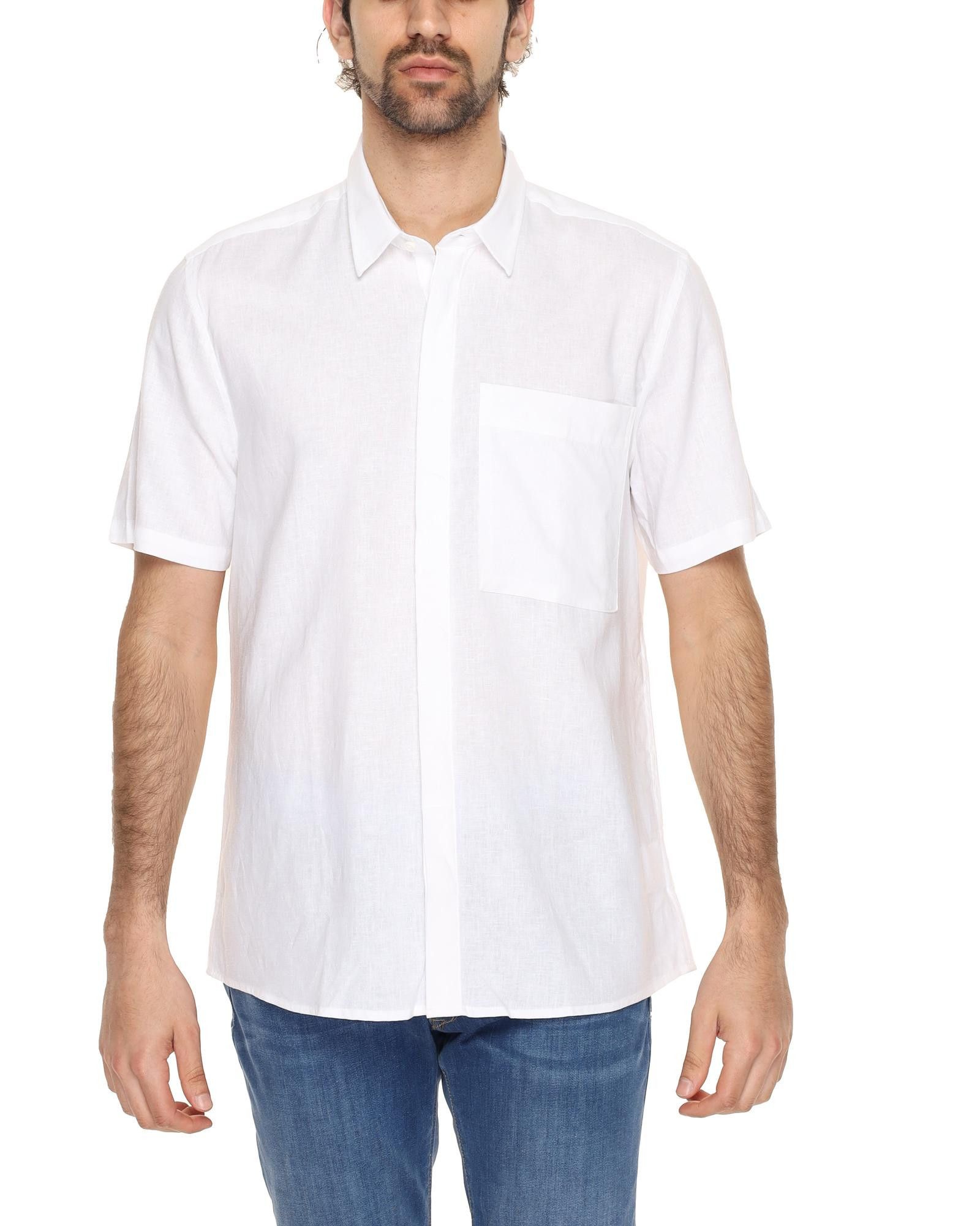 image of Antony Morato Short Sleeve Shirt With Classic Collar in White, Men's (Size Medium)