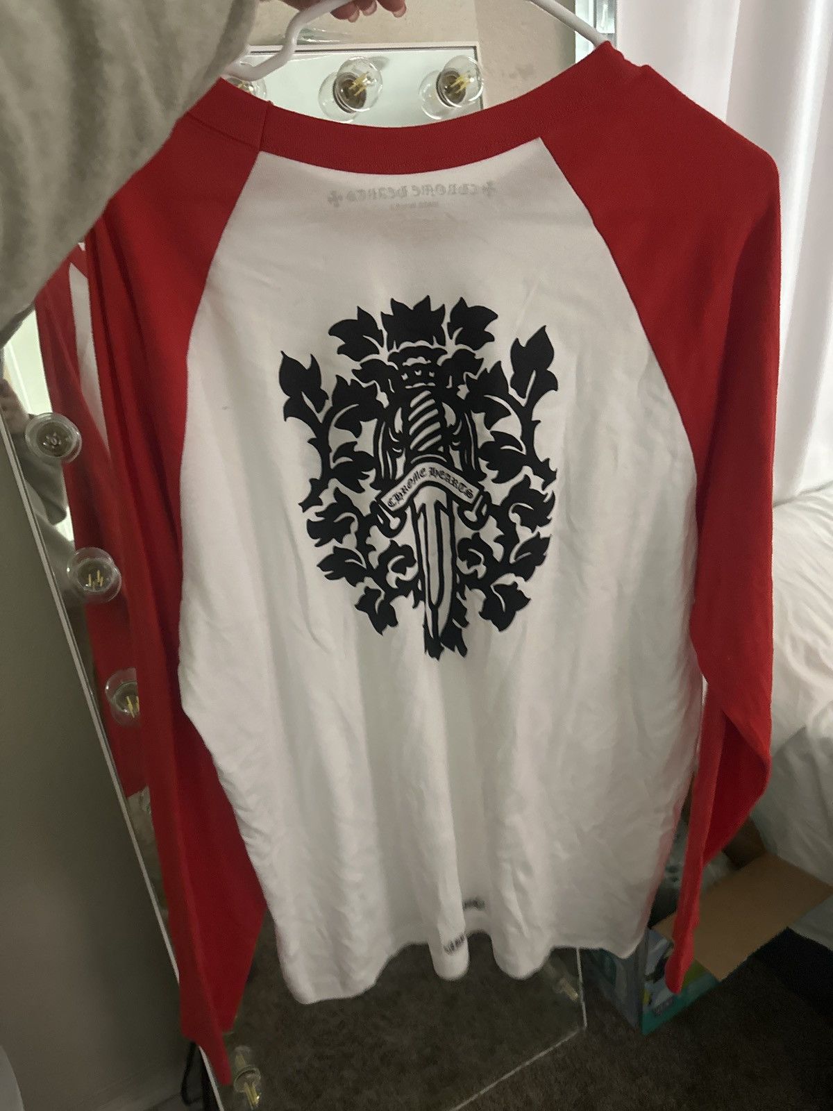 White and red chrome hearts long sleeve t shirt