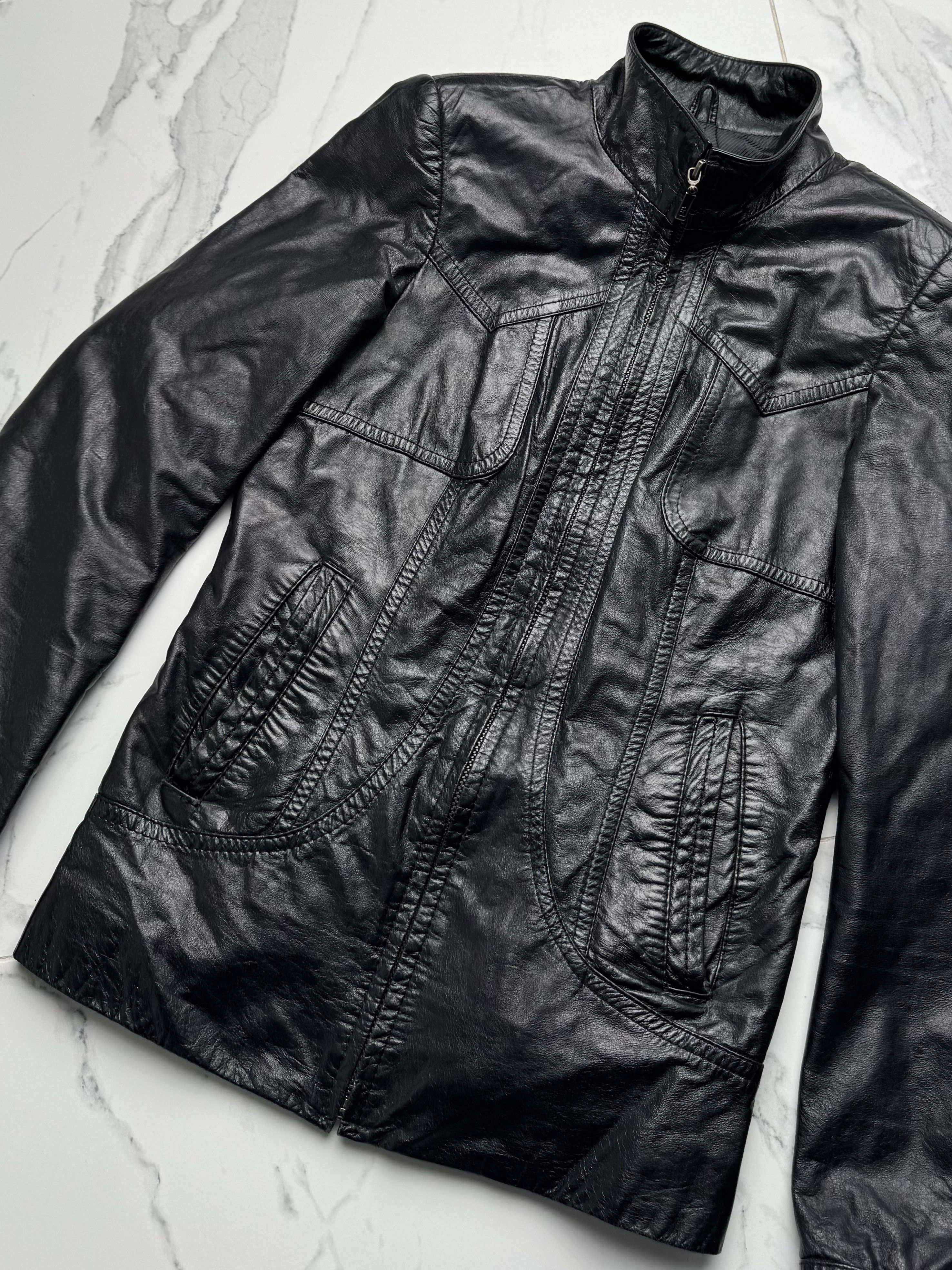 Japanese Brand Y2K Leather Jacket Womens Slim Fit Zip Up Biker Moto Coat Size S / US 4 / IT 40 - 5 Thumbnail
