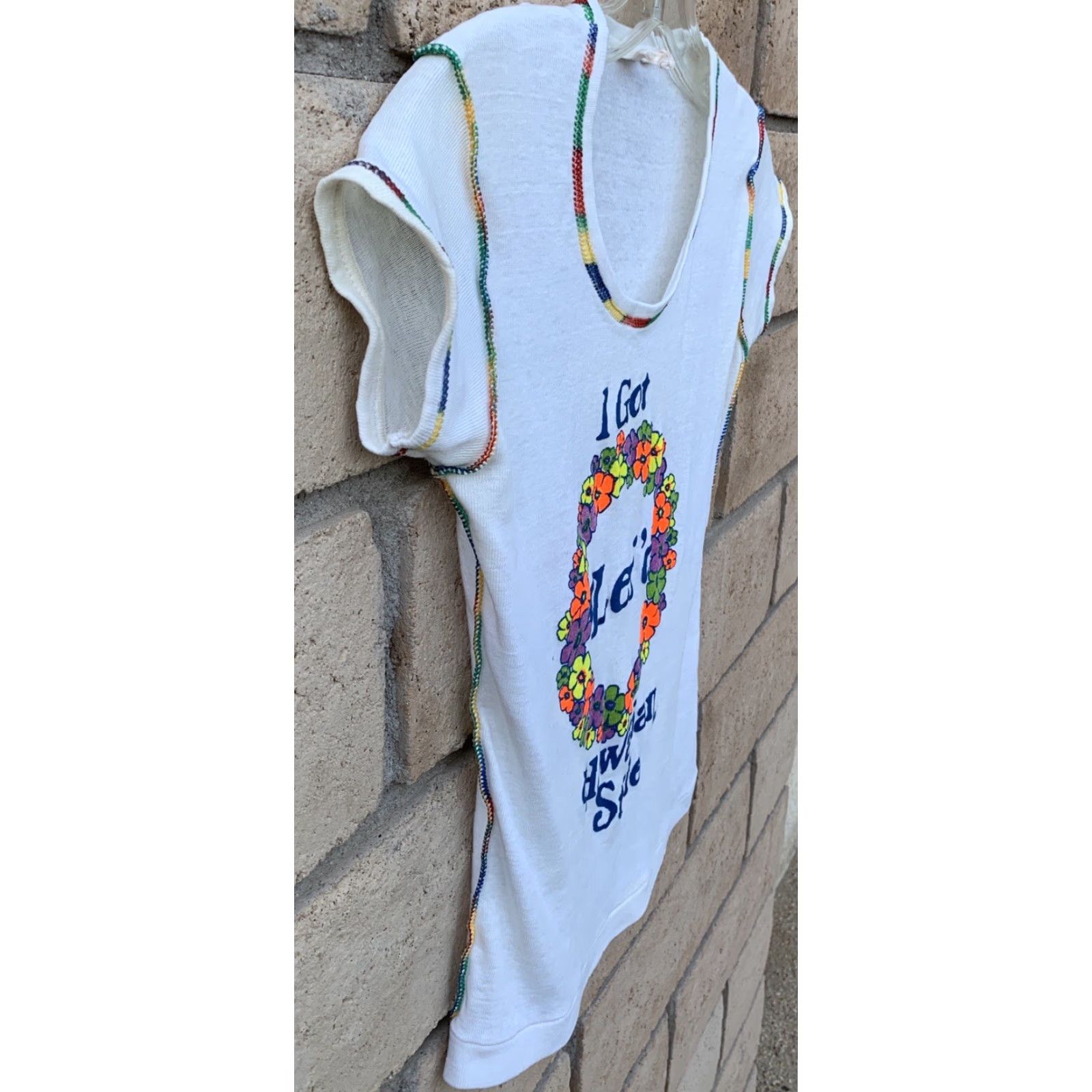 Rainbow VINTAGE I Got Leid Hawaiian Style Ladies T Shirt Neon Graphics Rainbow Stitching Size M / US 6-8 / IT 42-44 - 4 Thumbnail