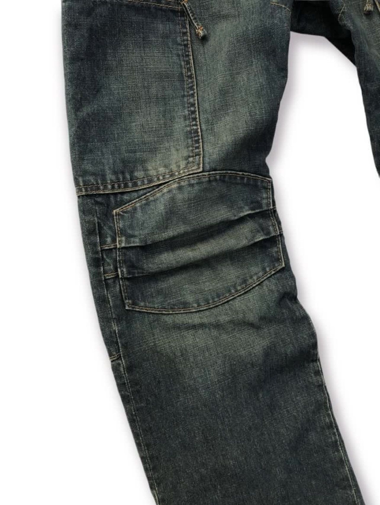 FCUK × French Connection 🔥 S/S 2010 FCUK BONDAGE FLARE DENIM CARGO PANTS LGB STYLE Size US 31 - 5 Thumbnail