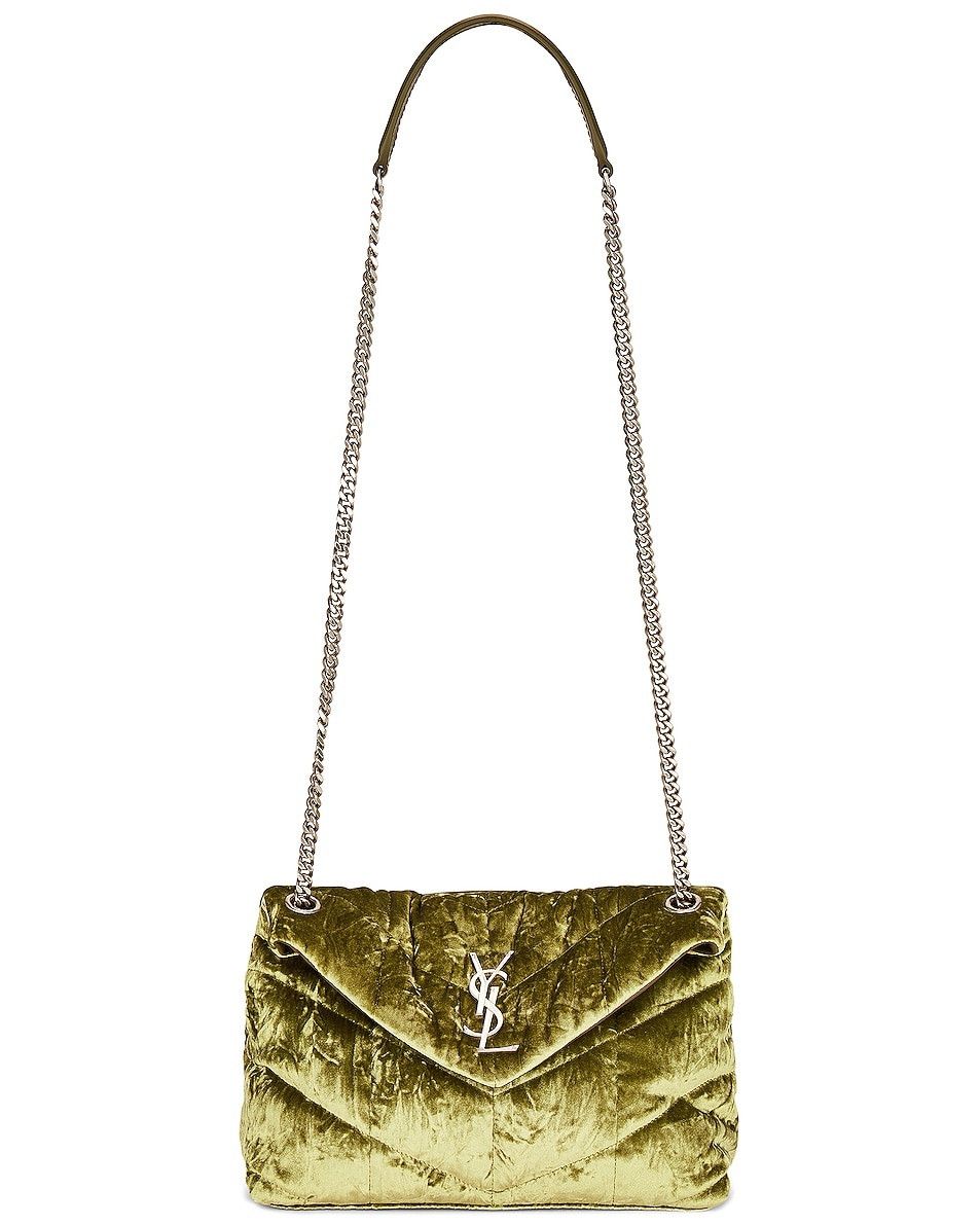 Saint Laurent Paris o1b1hav110225 Size:OS/ Puffer Small Velvet Bag Light Avocado Size ONE SIZE - 5 Thumbnail