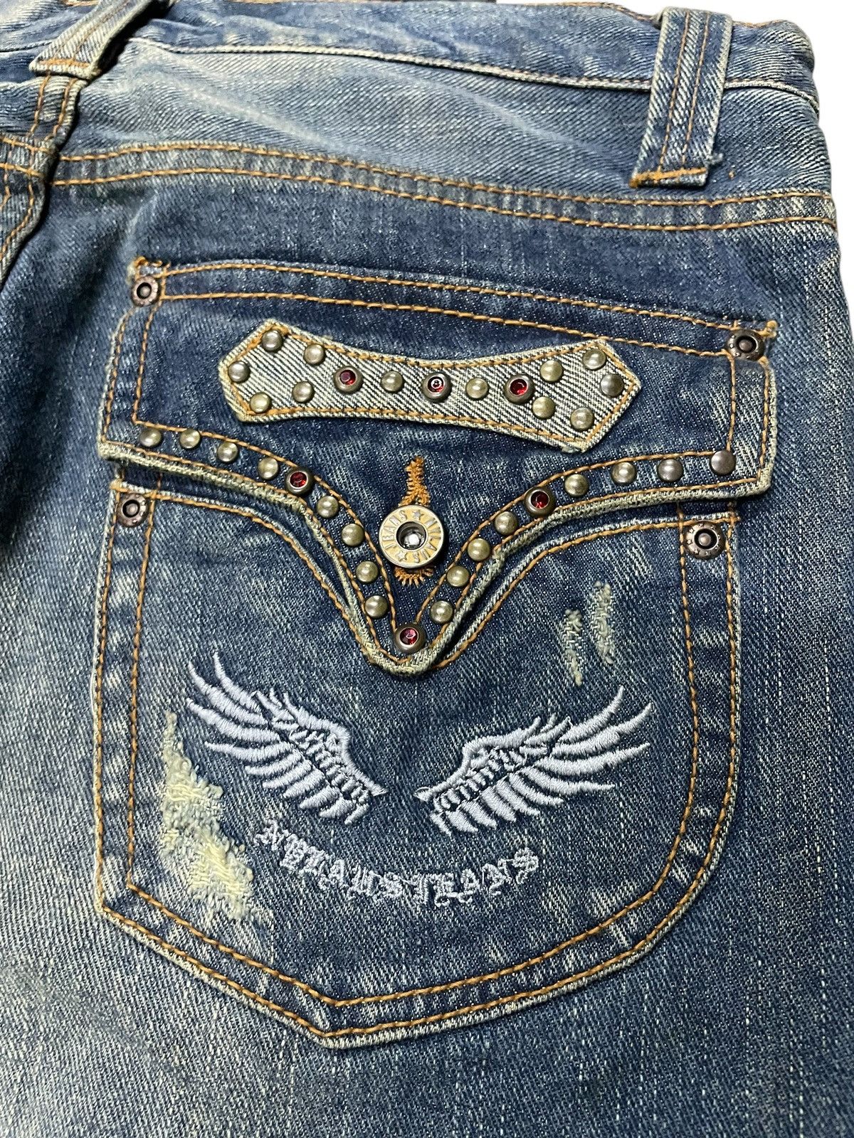 Hysteric Glamour × In The Attic Nylaus Japan Studded & Gems Claws Mark Spiral Flare Jeans Size US 32 / EU 48 - 4 Thumbnail