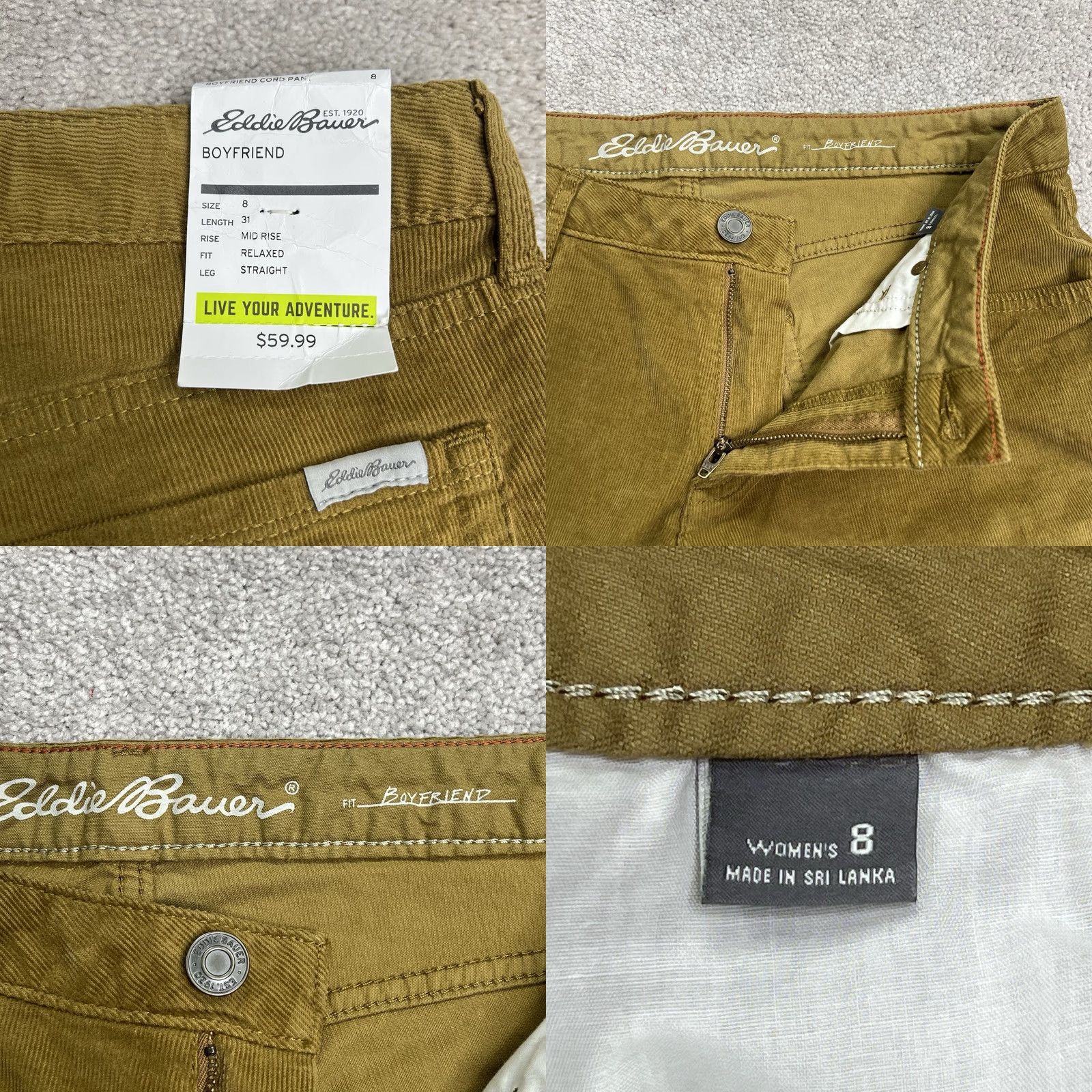 Eddie Bauer Eddie Bauer Chino Pants Women 8 32x30 Brown Stretch Boyfriend Relaxed Corduroy NWT Size 30" / US 8 / IT 44 - 8 Thumbnail