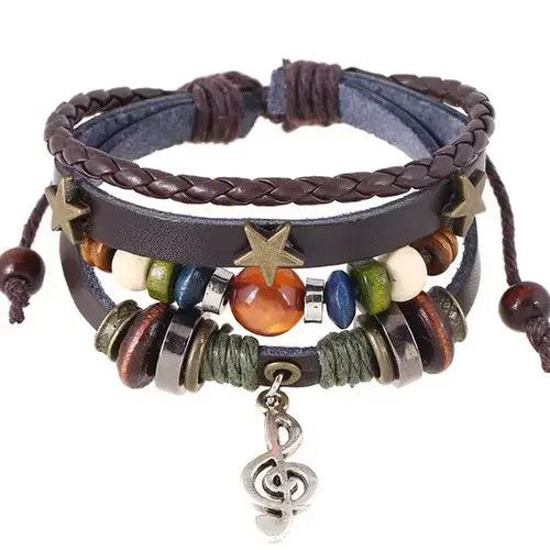 Handmade Boho Gypsy Hippie Design Leather Star 🔥🔥🔥 Size ONE SIZE - 3 Thumbnail
