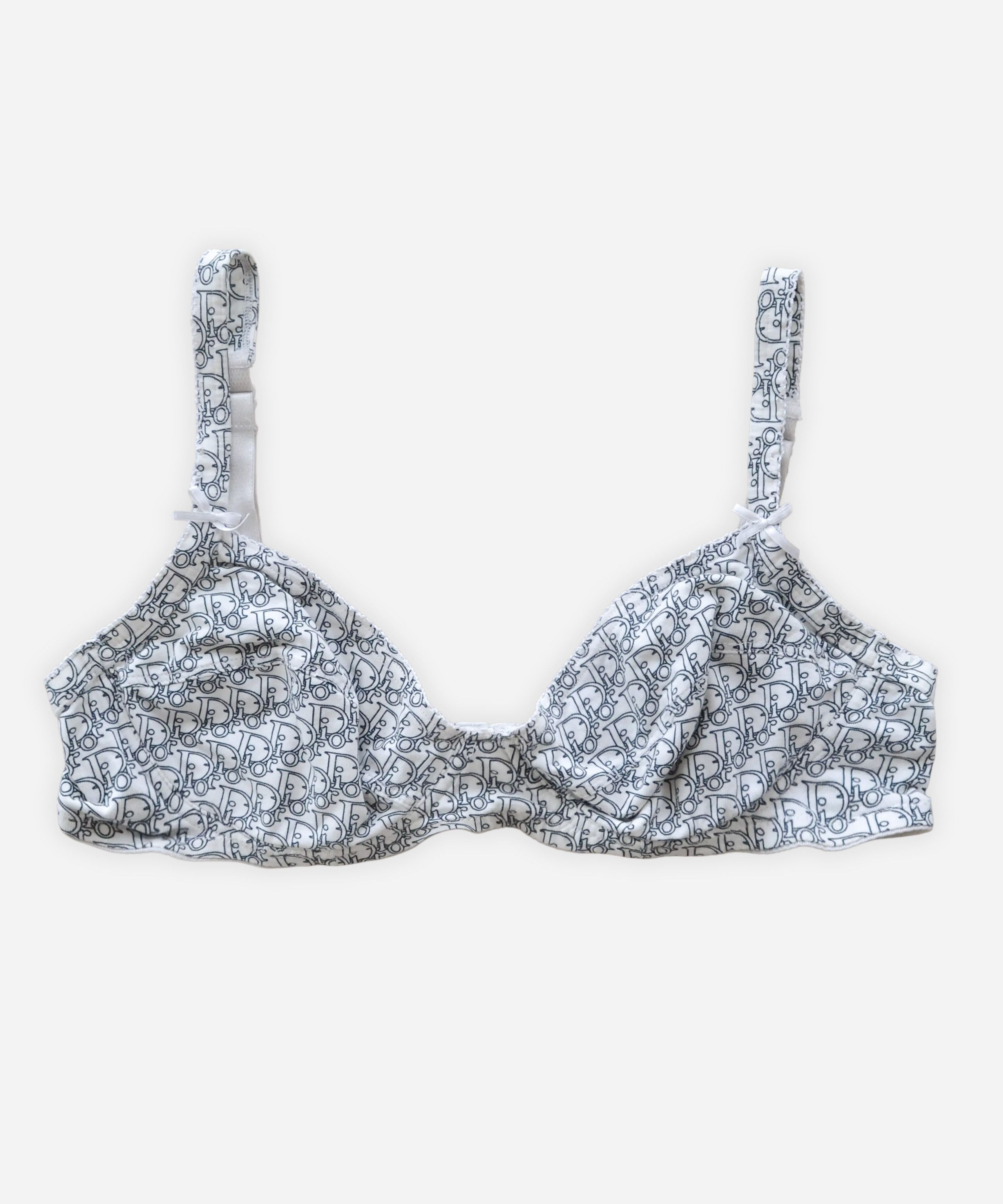 Dior 🔴 Christian Dior Bra Monogram Black White Logo 90s Underwea Size ONE SIZE - 2 Thumbnail