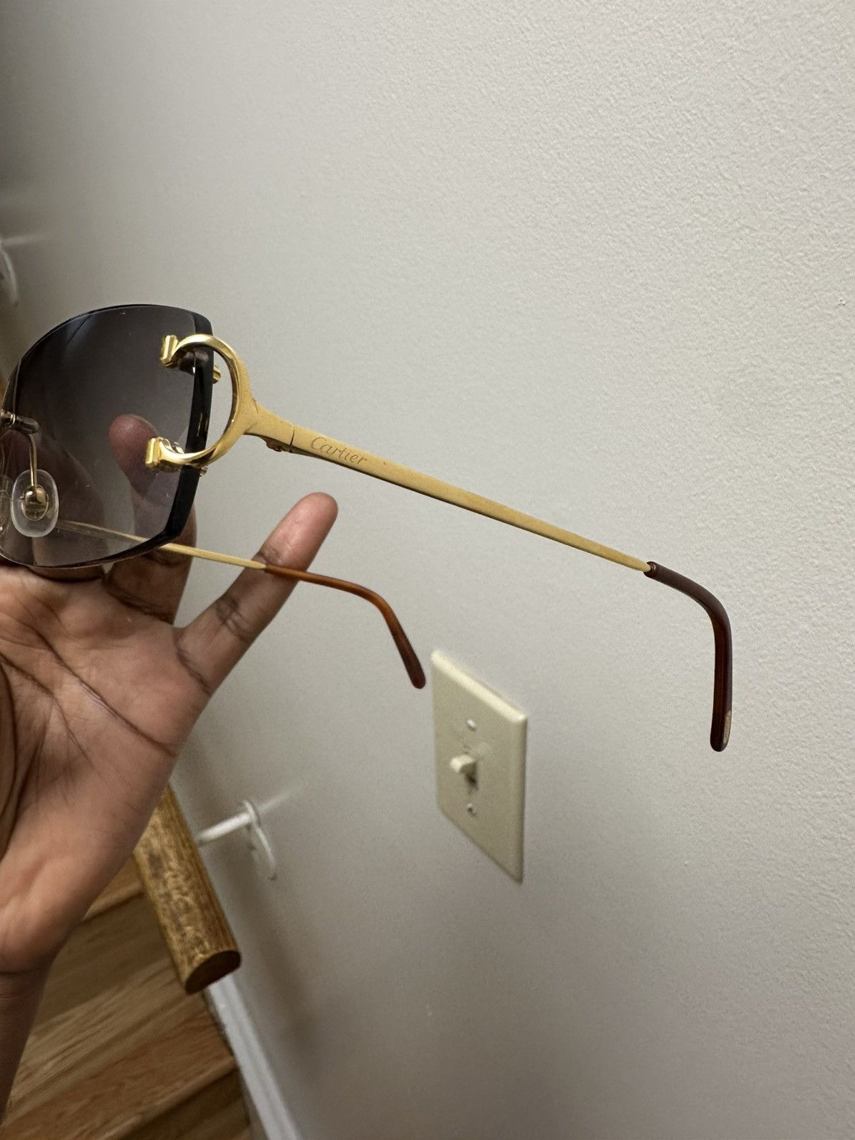 Cartier Cartier Big C Glasses with Gold Detail & Black Lens Size ONE SIZE - 7 Thumbnail