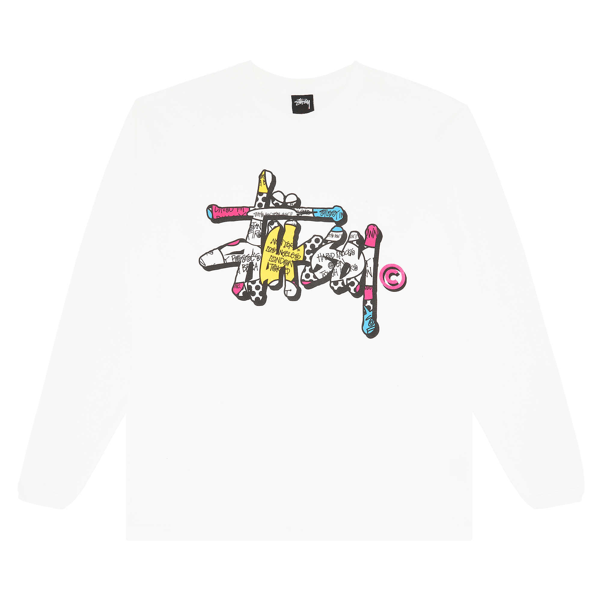 Tシャツ・カットソー [STUSSY] RIB CAGE LS T-SHIRT WHITE New in ‼️ Stussy Rib Cage LS Tee 3M Reflective Print New