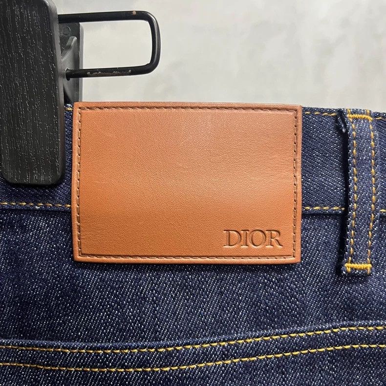 Dior The latest blue washed old mid-waist zipper straight jeans Size US 33 - 3 Thumbnail