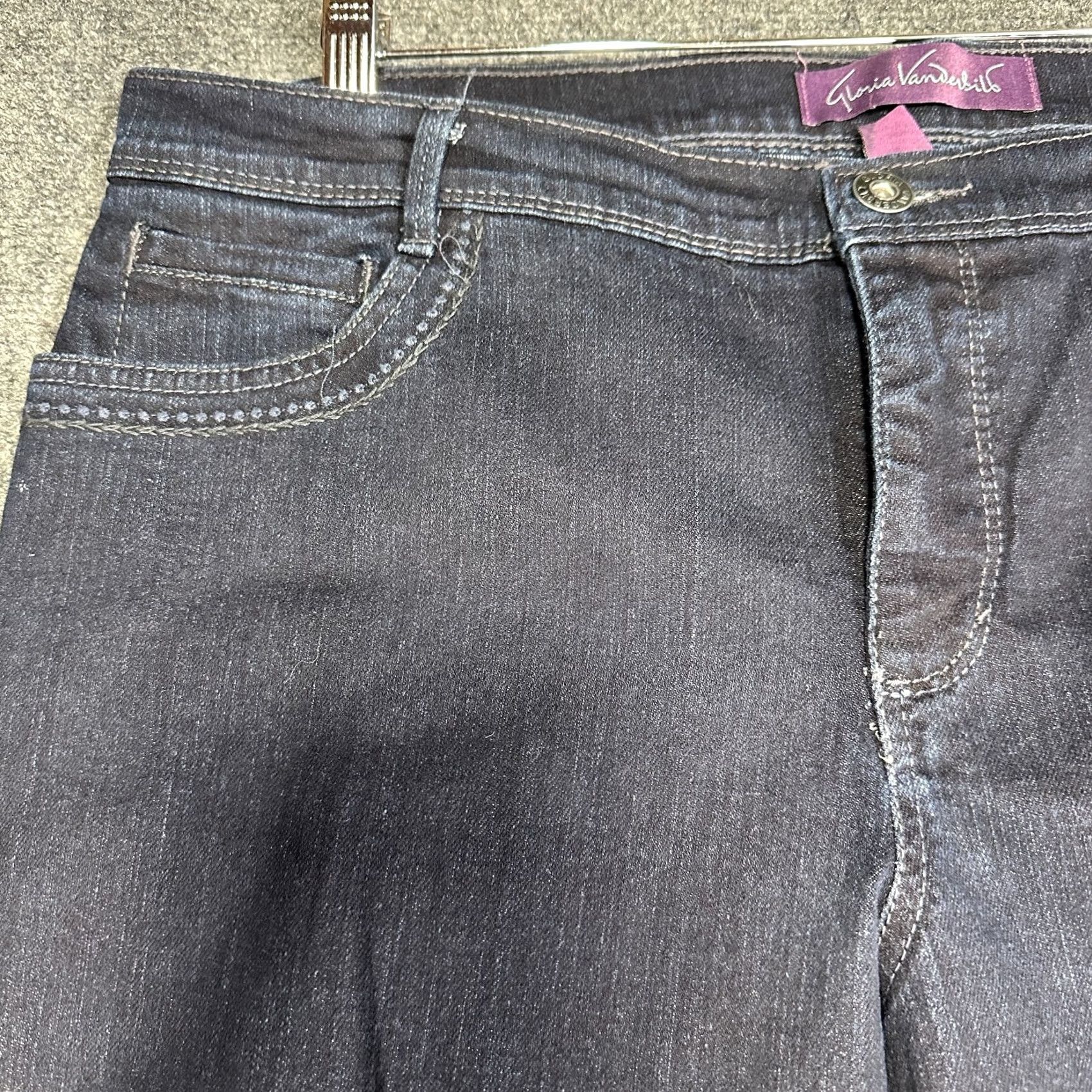 Gloria Vanderbilt Gloria Vanderbilt Jeans Women Denim Ankle Grazer 14 Dark Wash 5-Pocket Stretch Blue Regular Rise High Inseam 27 Vintage No Size 36" / US 14 / IT 50 - 4 Thumbnail