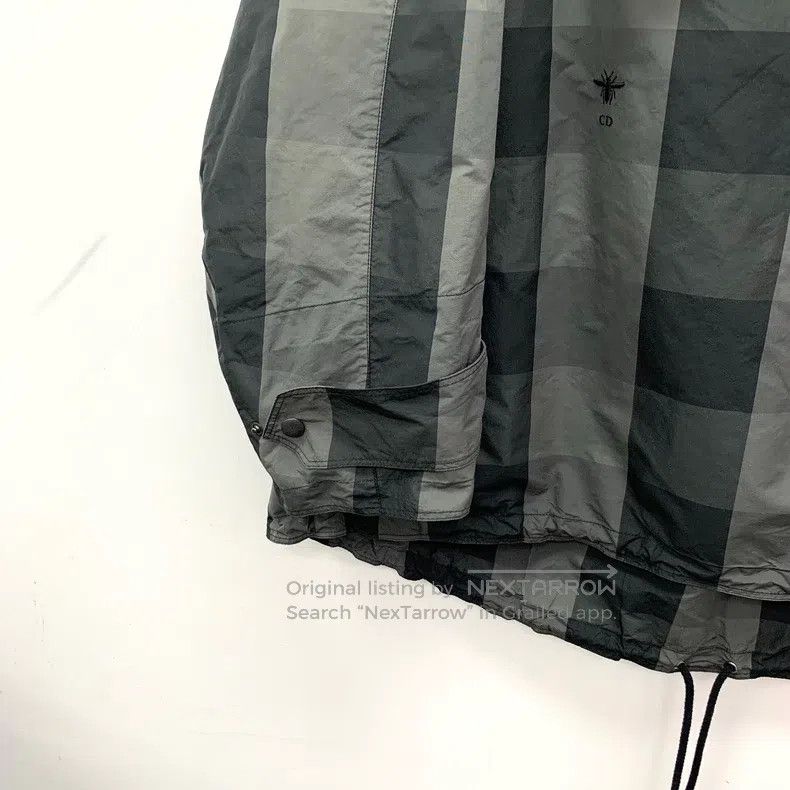 Dior Colour block plaid bee embroidery hooded half-zipper