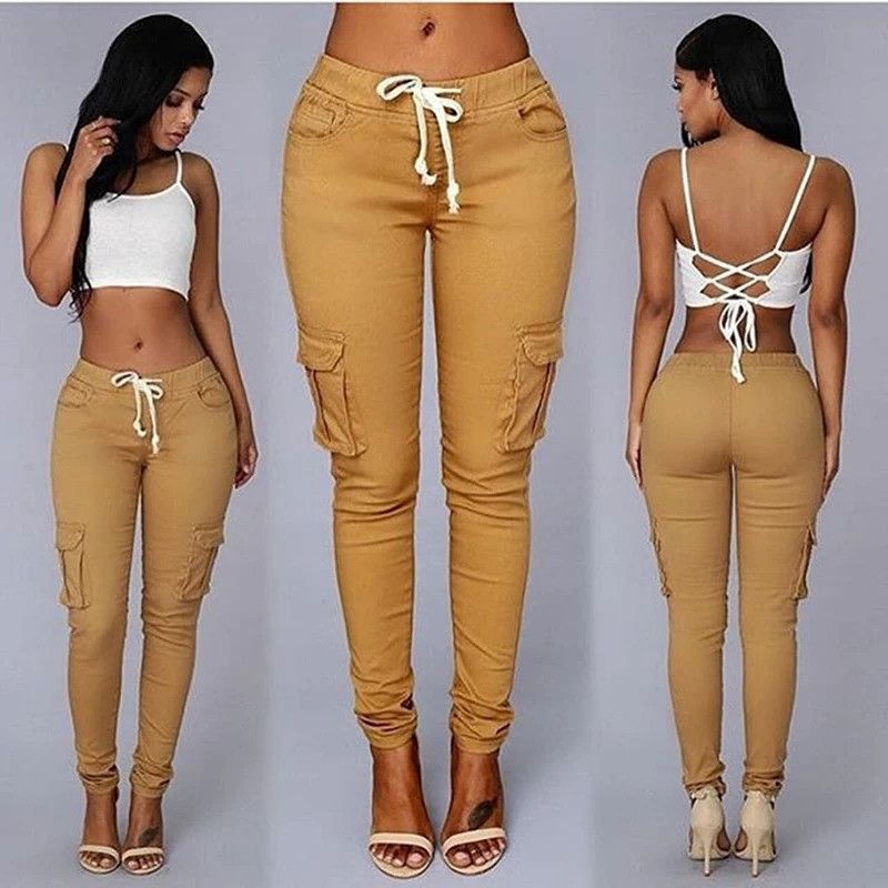 The Unbranded Brand Women's Casual Pocket Combat Trousers High Waist Joggers Size 26" / US 2 / IT 38 - 1 Thumbnail