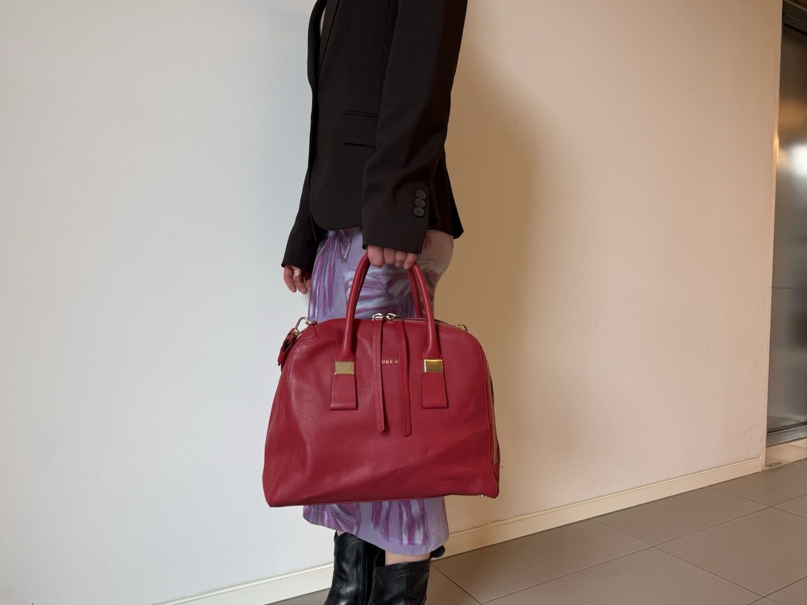 Furla Furla Twiggy Red Hand satchel Bag Leather 2 Way Tote Bag Size ONE SIZE - 5 Thumbnail